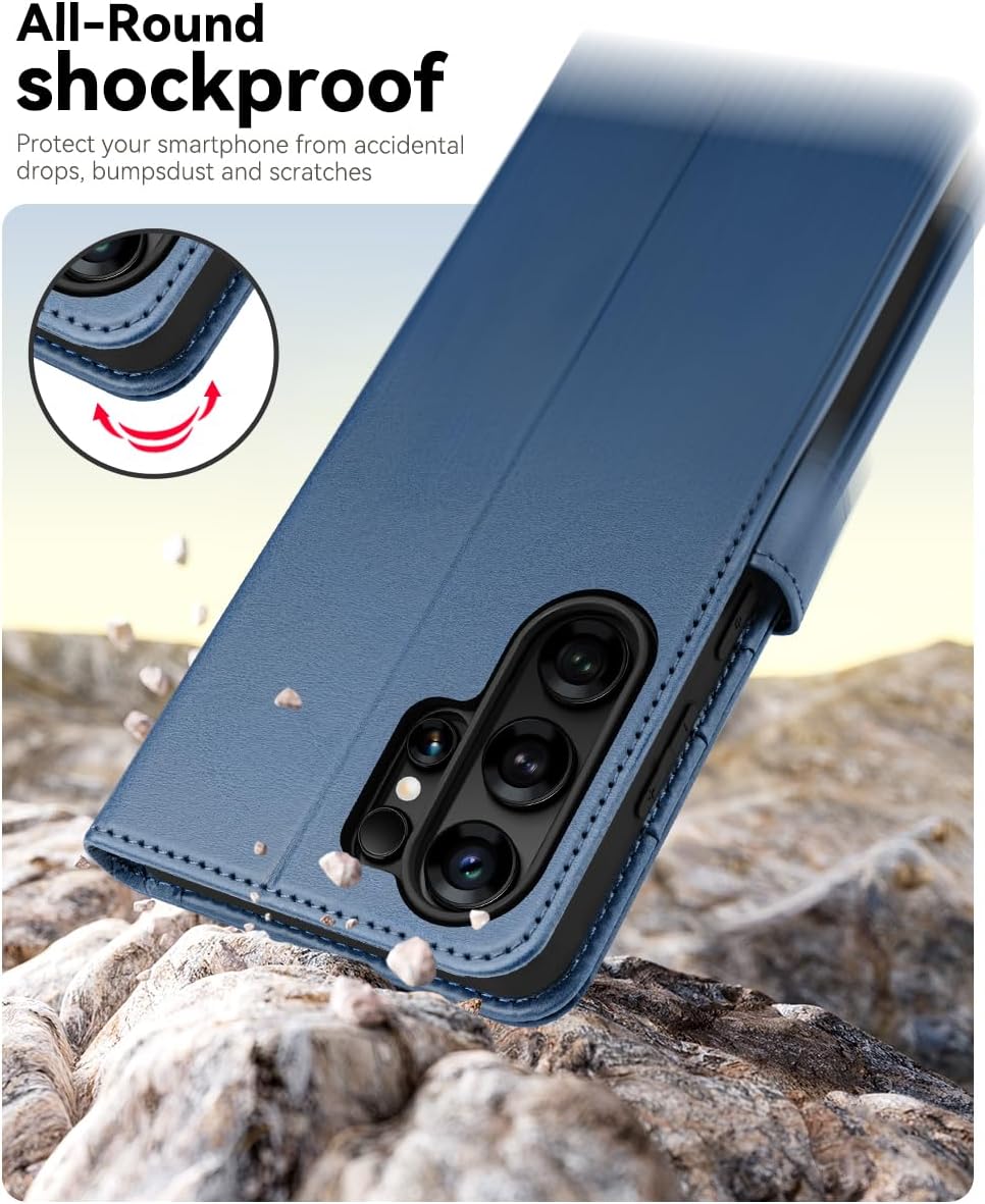 OCASE Compatible with Samsung Galaxy S26 Ultra Wallet Case, PU Leather Flip Folio Case with Card Holders RFID Blocking Kickstand [Shockproof TPU Inner Shell] Protective Phone Cover 2026, Light Blue