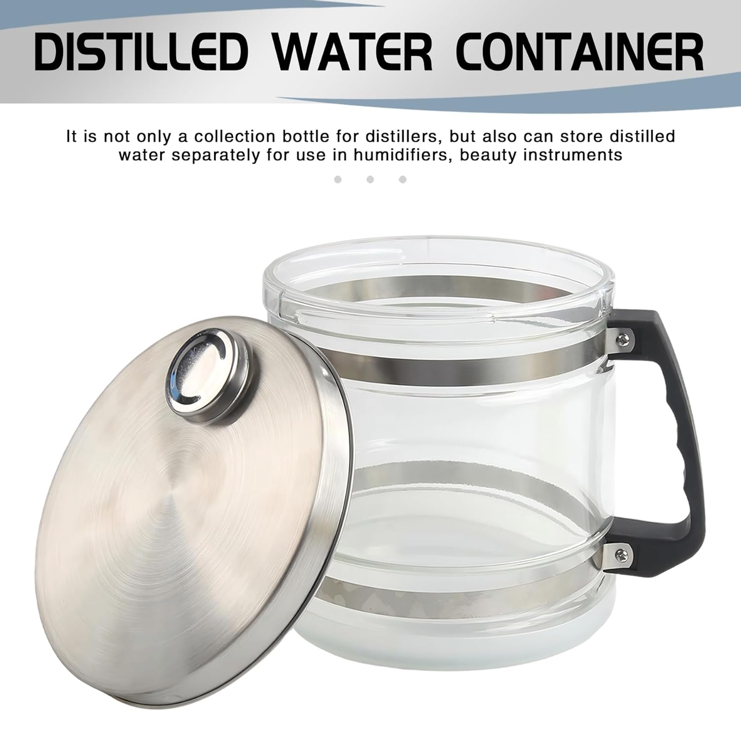 1 Gallon/ 4l Glass Water Bottle Carafe for Distiller,Replacement Distilled Water Jug Compatible with Counter Top Water Distiller Filter