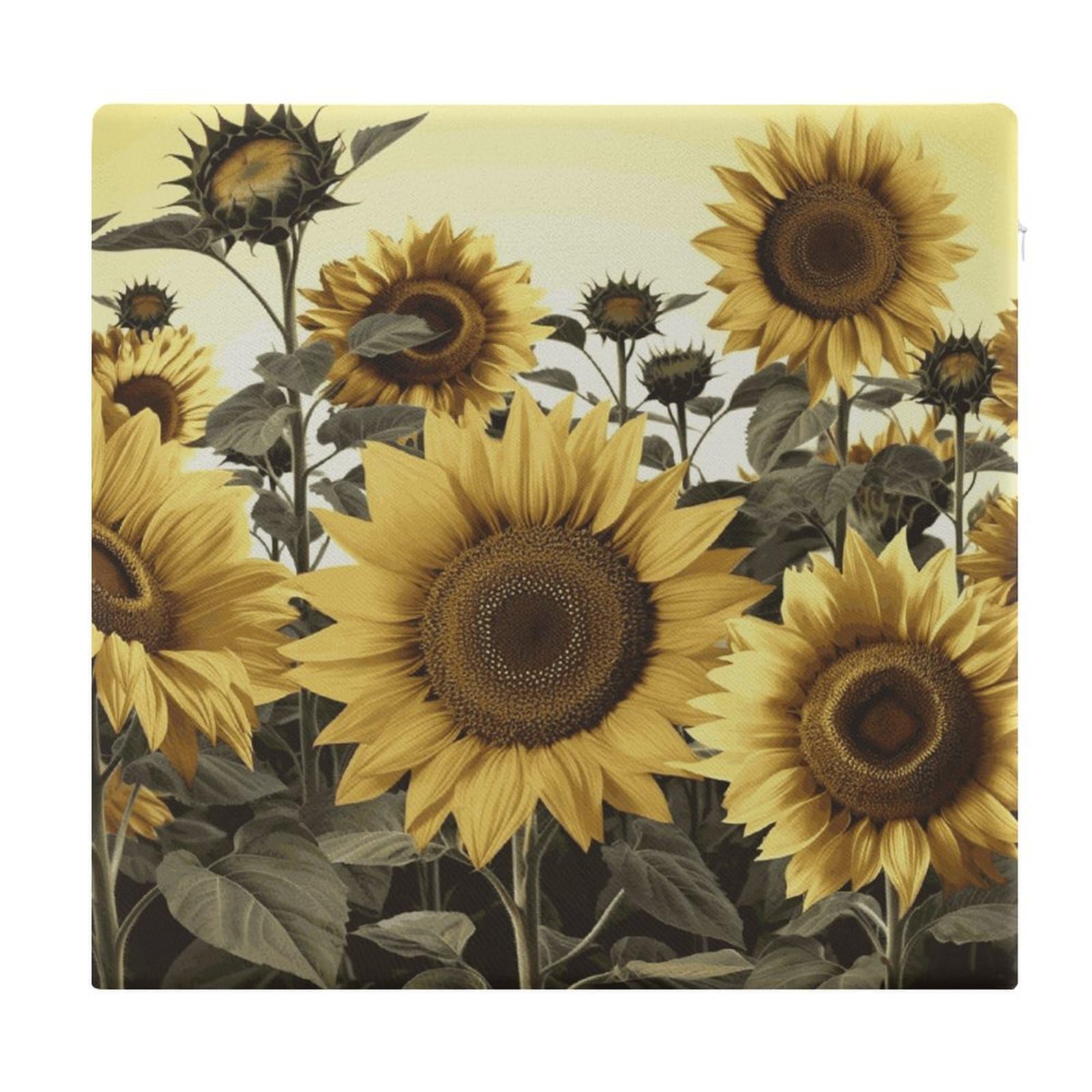 JTREHY Yellow Sunflower Floral Chair Cushions Non-Slip Bar Stool Cushions Ultra Soft Warm Memory Foam Meditation Cushion Removable Large Square Seat Cushions for Dining Chair 15x14In