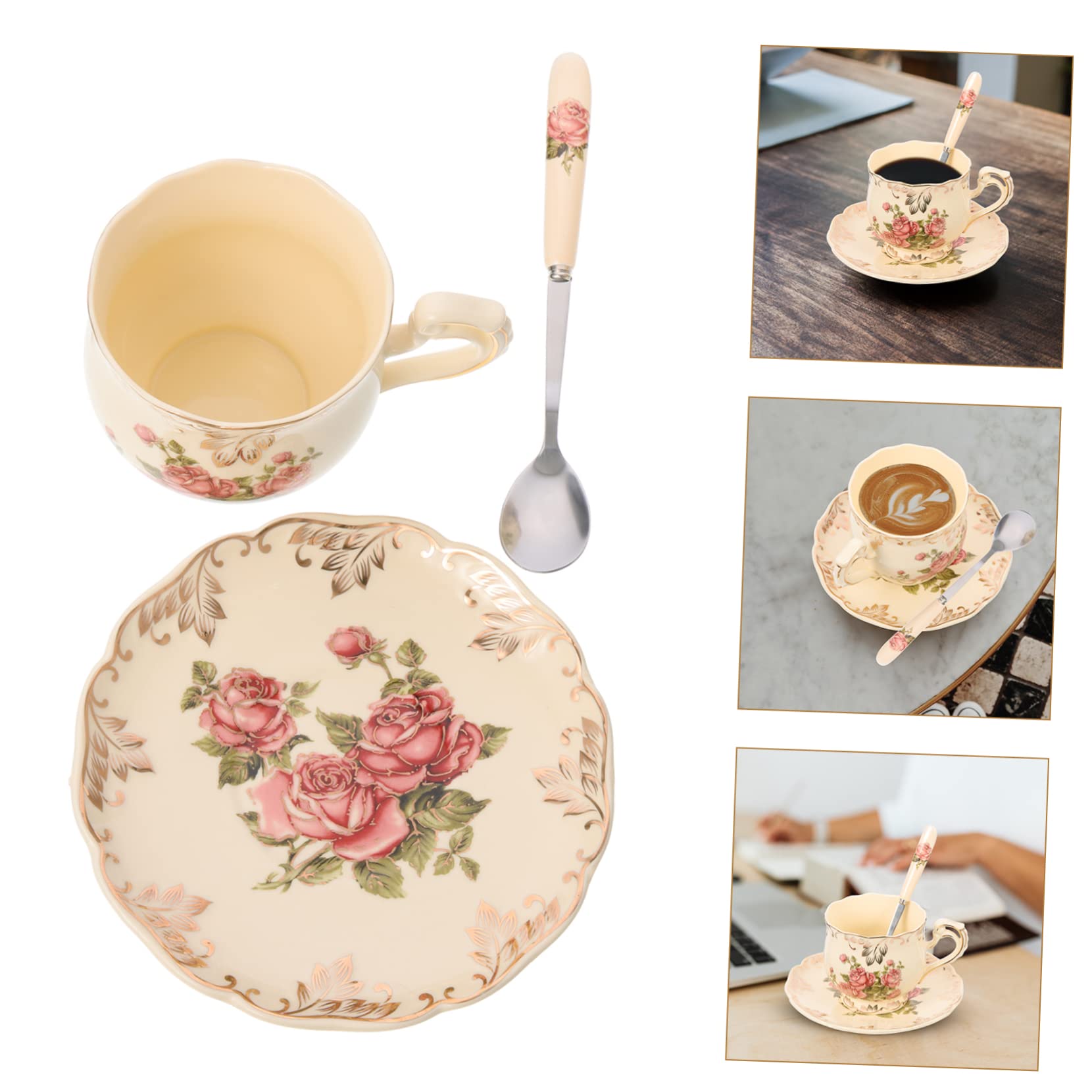 Casa Tazze da tè Tazza da tè 1 Set Tazze da tè Floreale Tazza da caffè in ceramica Tazza in ceramica Europea Tazza da caffè Tazza da caffè Cina Tazza da caffè in ceramica cinese Piatto espresso
