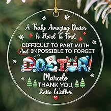 Personalized A Truly Amazing Doctor is Hard to Find Ornaments 2025 Christmas, Custom Name and Year Doctor Dr Acrylic Ornament, Gifts for Physician Surgeon MD Practitioner, Physician Ornament