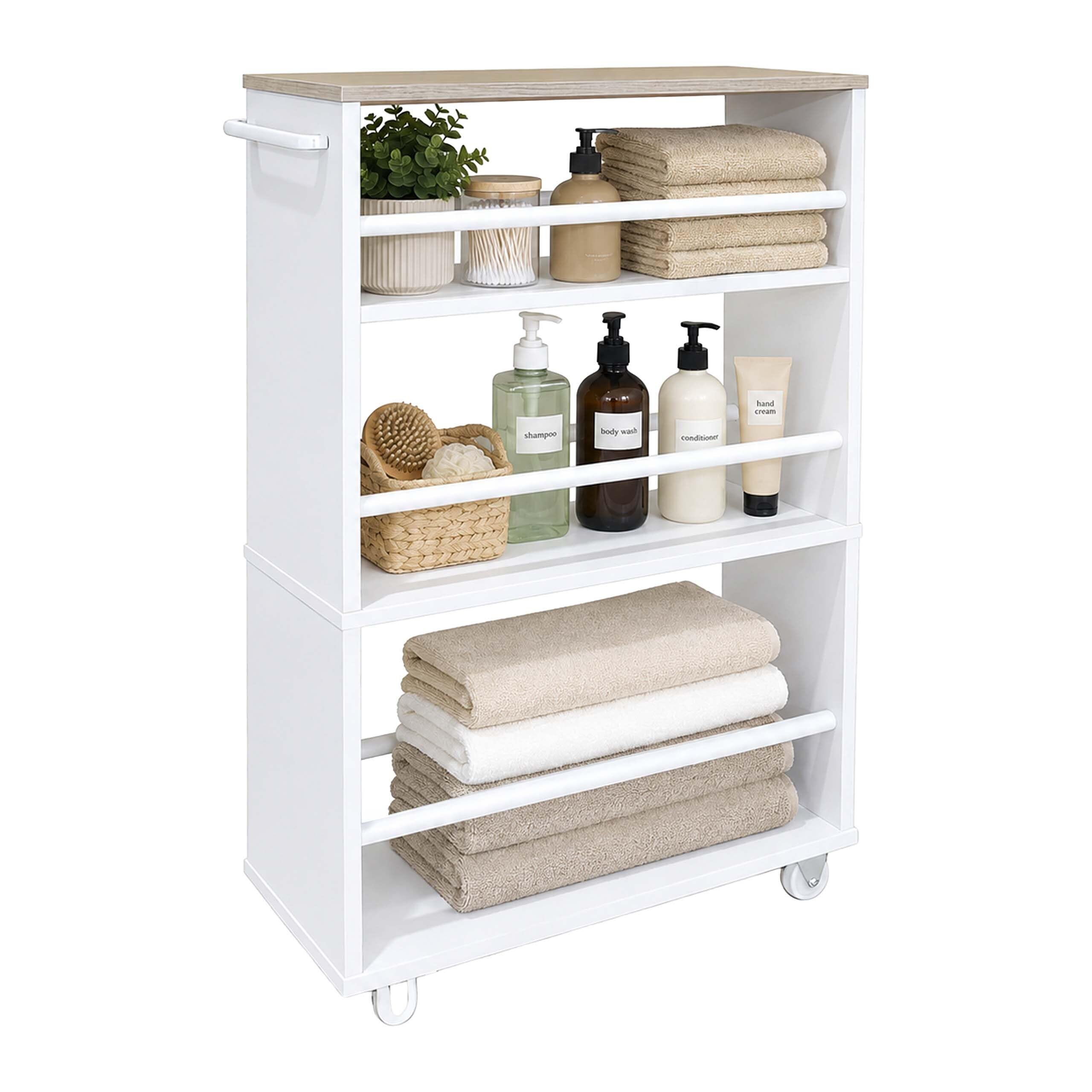 Relaxdays Chariot de Niche Blanc/Naturel