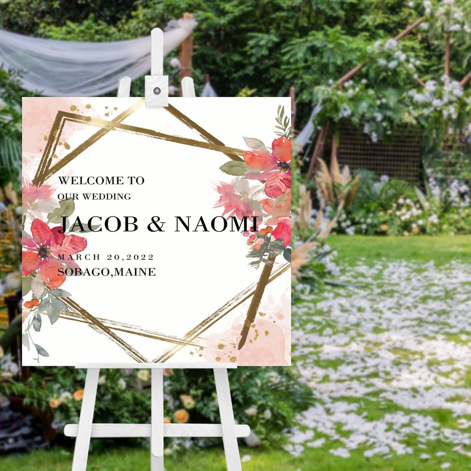 Panneau de bienvenue en bois personnalisé pour mariage 50x50 cm
