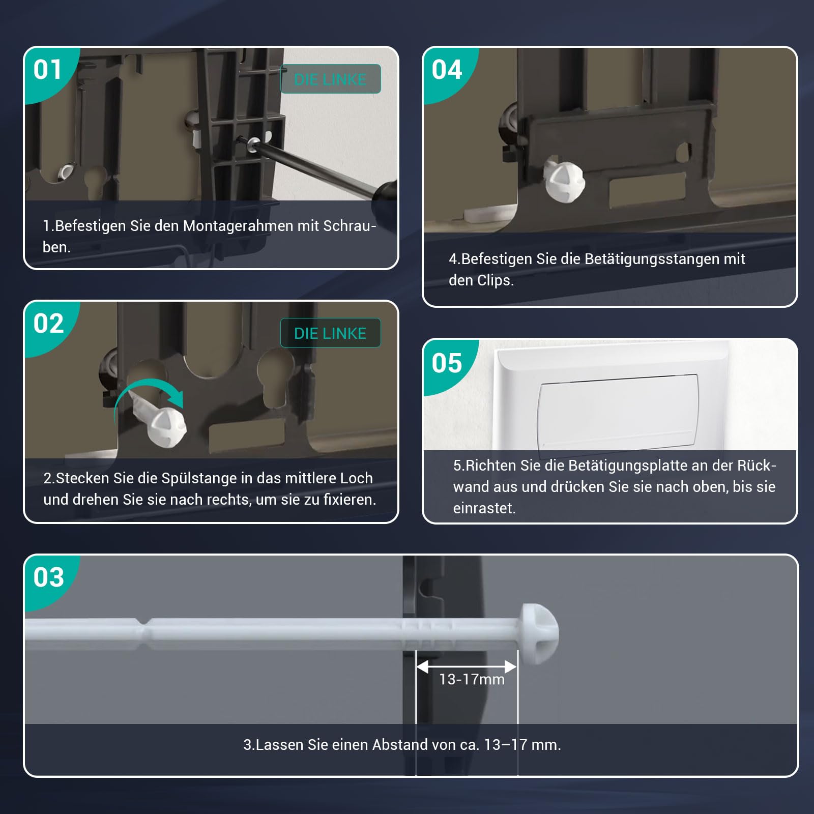 Empyreal Drückerplatte kompatibel mit Geberit 200F 115222111, Betätigungsplatte für UP-Spülkasten, mit Spülhebel-Set und Montageschrauben,340 x 185mm (Matt Schwarz)
