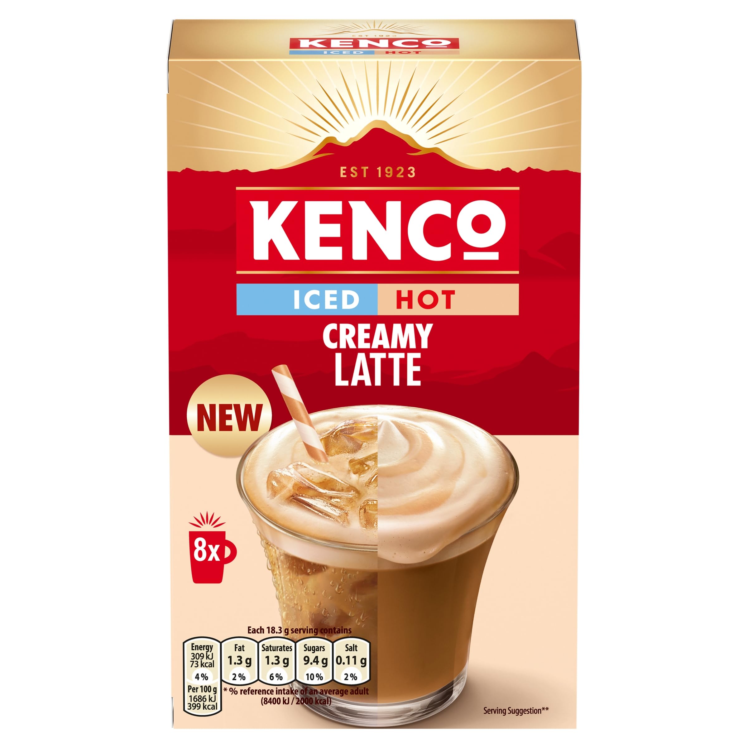Kenco Iced Hot Creamy Latte Instant Coffee Sachets x8 (Pack of 5, Total 40 Drinks)