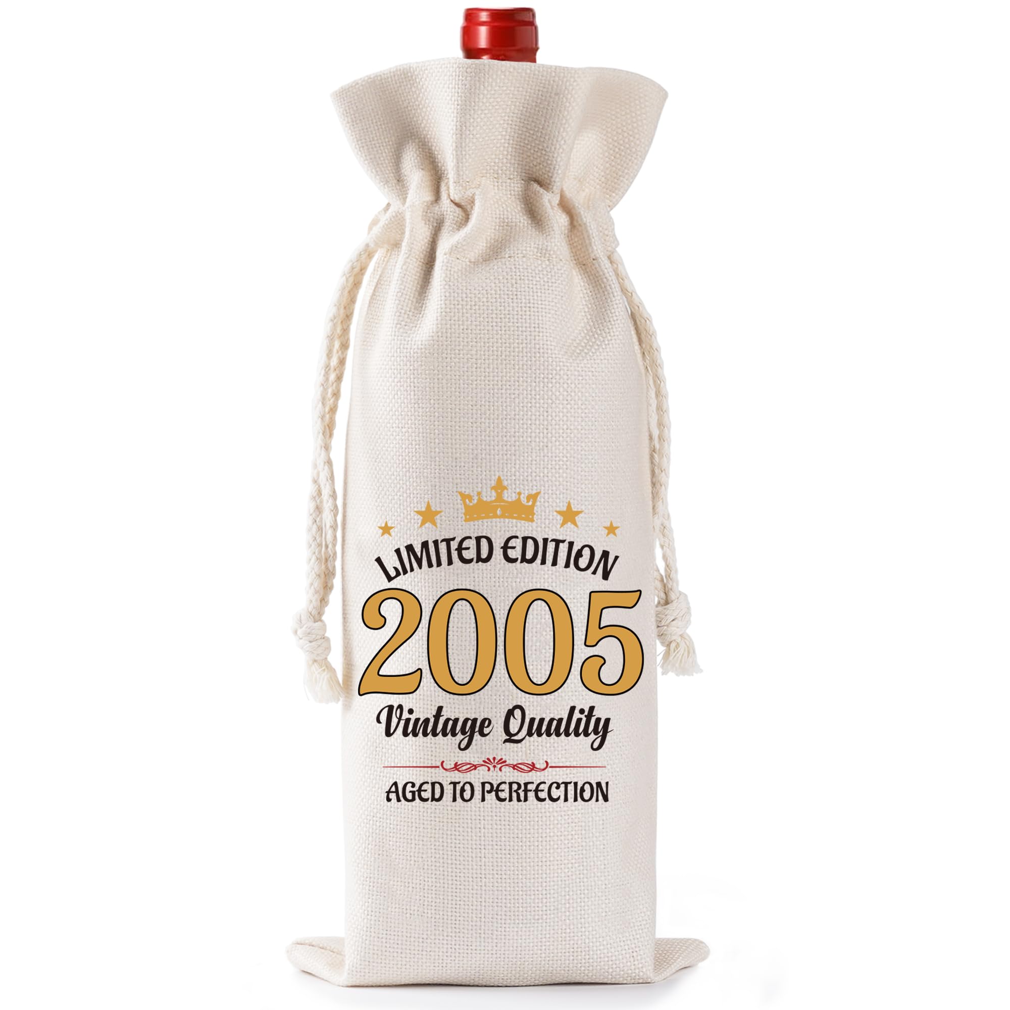21st Birthday Gifts for Men Women -Limited Edition 2005 Wine Bottle Bag with Drawstring, 21 Years Old Birthday Present for Best Friend Sister Brother Colleagues Son Daughter