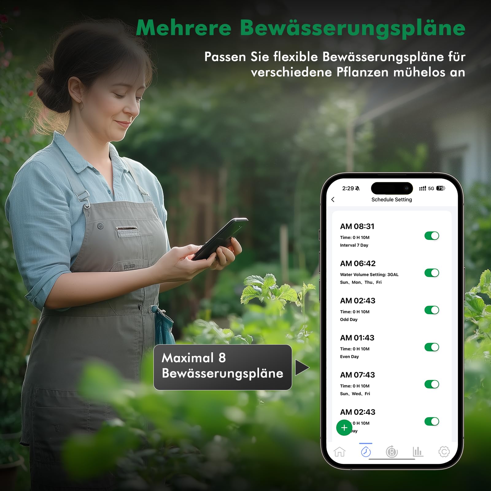 Ordenador de riego de 1 Zona con Bluetooth+Wi-Fi Integrado y Control de aplicación, automático/Manual/retardo de Lluvia, Temporizador de riego para Manguera de jardín, Grifo Exterior, césped