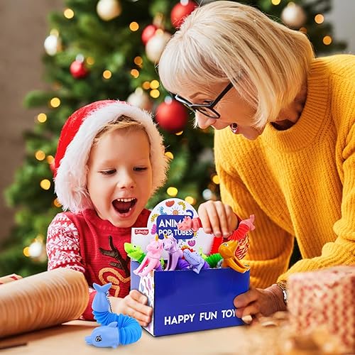 Miniatura 9 de Tubos de animales Fidget Toys, rellenos de cesta de Pascua para niños pequeños, paquete de 10 tubos sensoriales para niños pequeños, juguetes para