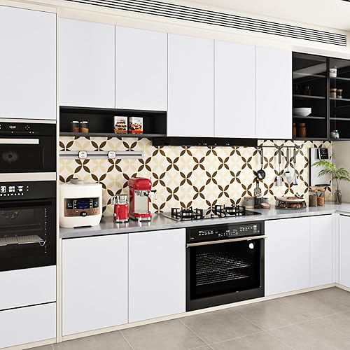 Miniatura 7 de Livelynine Papel tapiz blanco extraíble de 15.8 x 394 pulgadas, papel de contacto blanco para gabinetes de escritorio, impermeable, moderno, papel