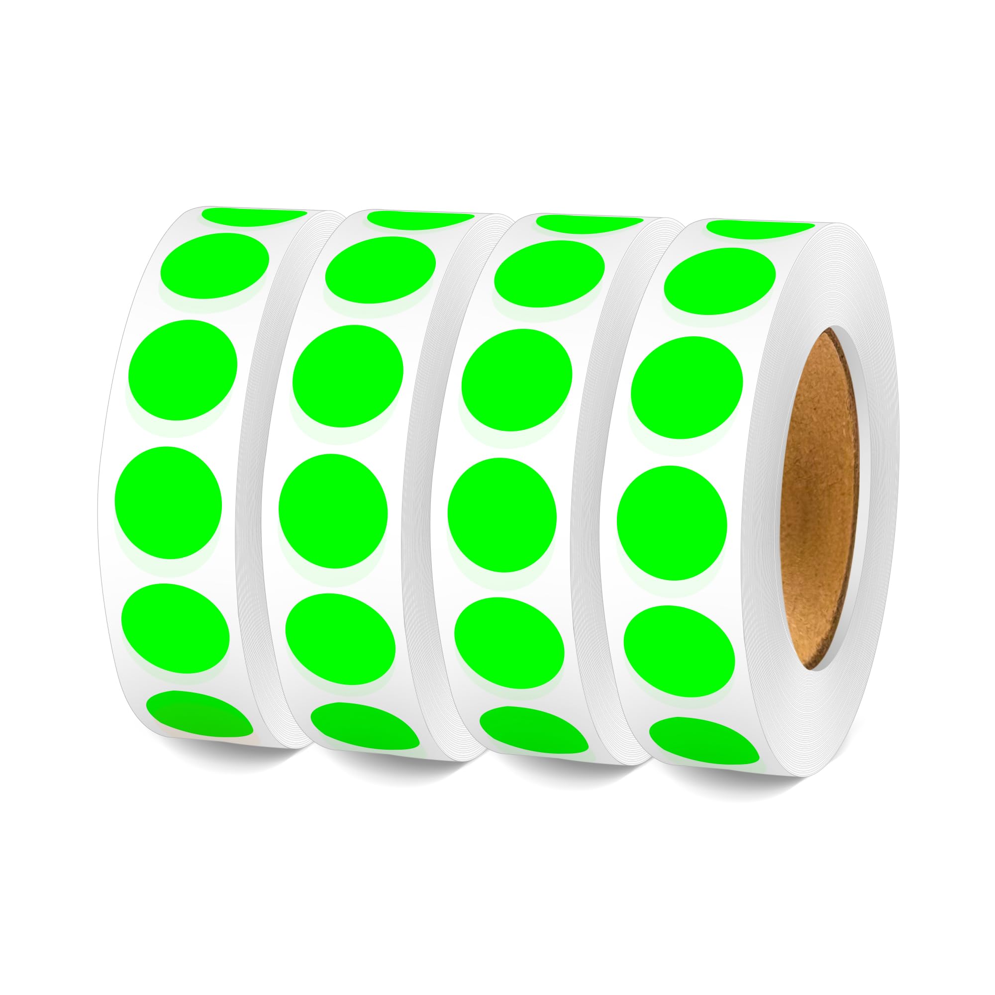 1/2 Inch Round Color Code Labels, 4 Rolls 4000 PCS Dot Label Stickers, 10 Color Style Circle Stickers for School, Office, Home (Fluorescent Green)