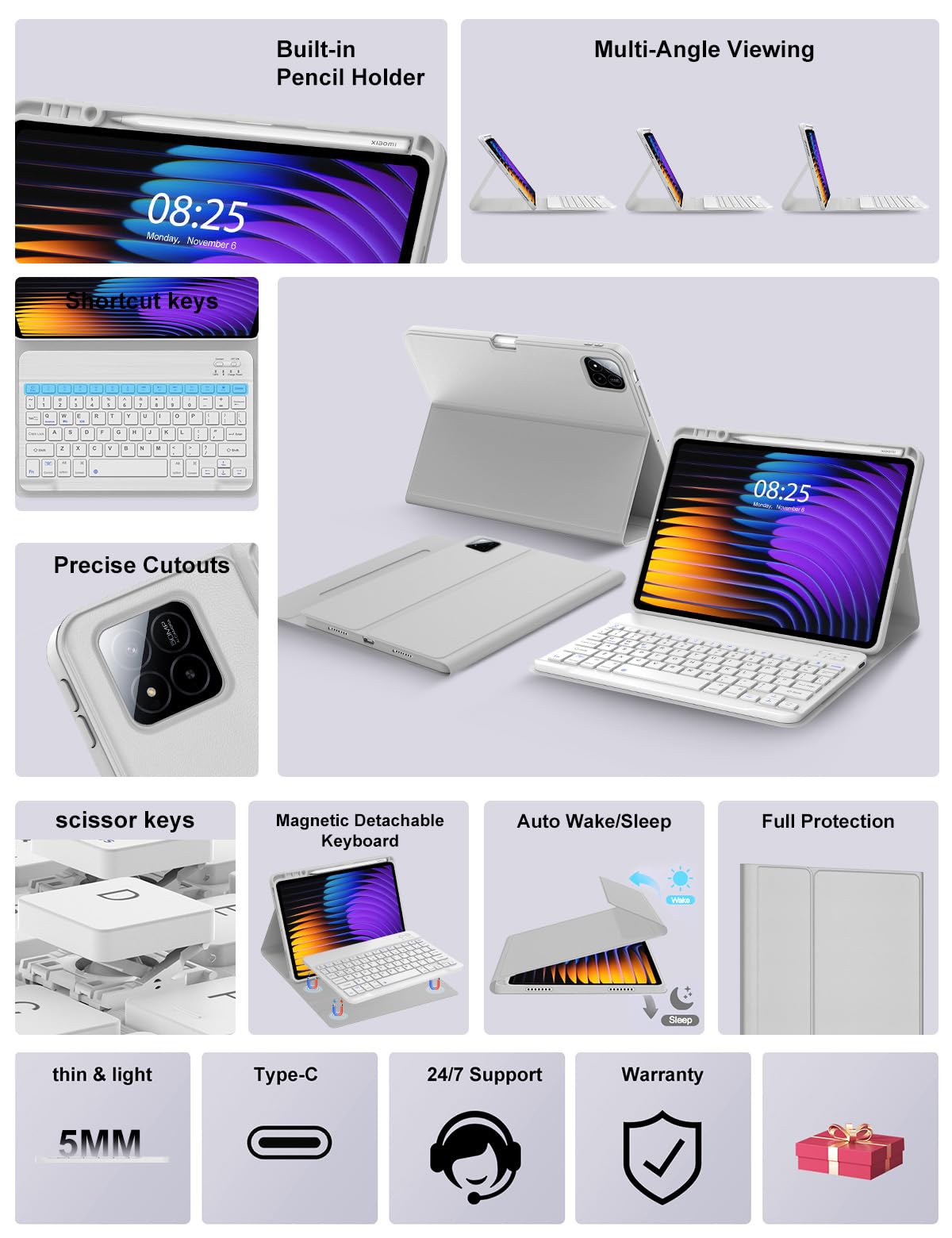 Amazon.com: Keyboard Case for Xiaomi Pad 8/8 Pro/7/7 Pro 11.2 Inch