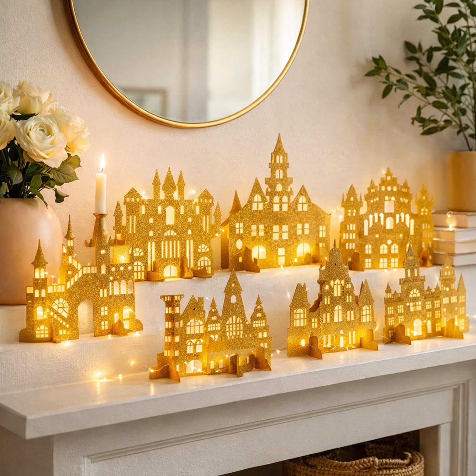 Amazon.com: Tenare 8 Pieces Castle Table Centerpiece Gold Glitter