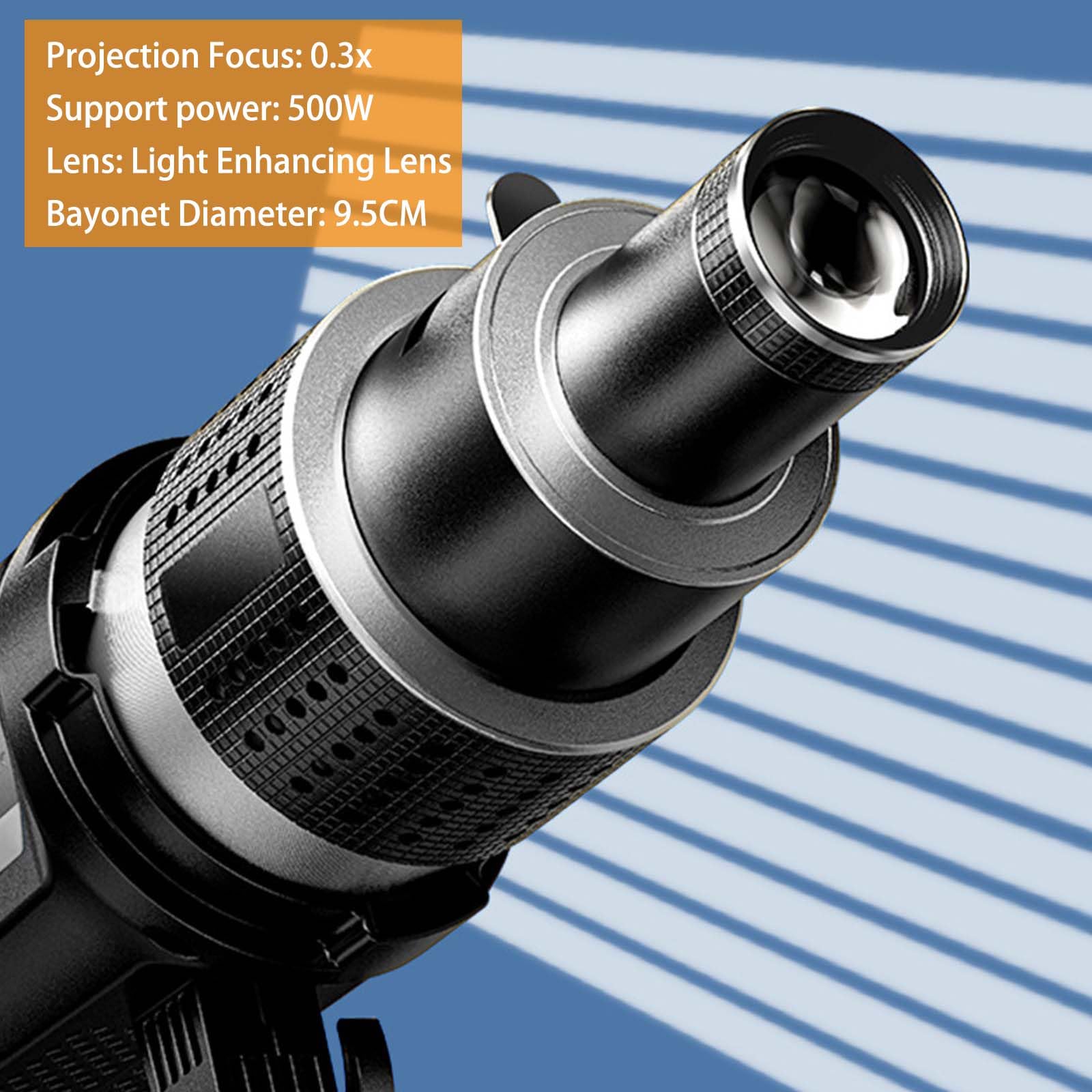 Snoot Optique Convient pour Bowens Mount, Condenseur avec 35 Gobos et 5 Filtres de Couleur, Snoot Optique pour Aputure Amaran 100DS 100XS 200DS, Godox SL60 VL150, Nanlite FS150B etc.
