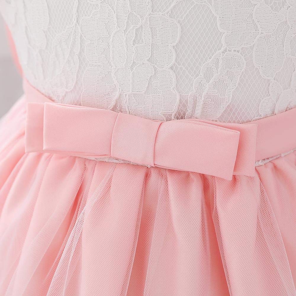 Lito Angels Vestidos Elegante Bebe Niña en Flor de Encaje Bordado y Tul, con Diadema de Lazo, para Boda Fiesta Ceremonia, Talla 3-24 Meses 426