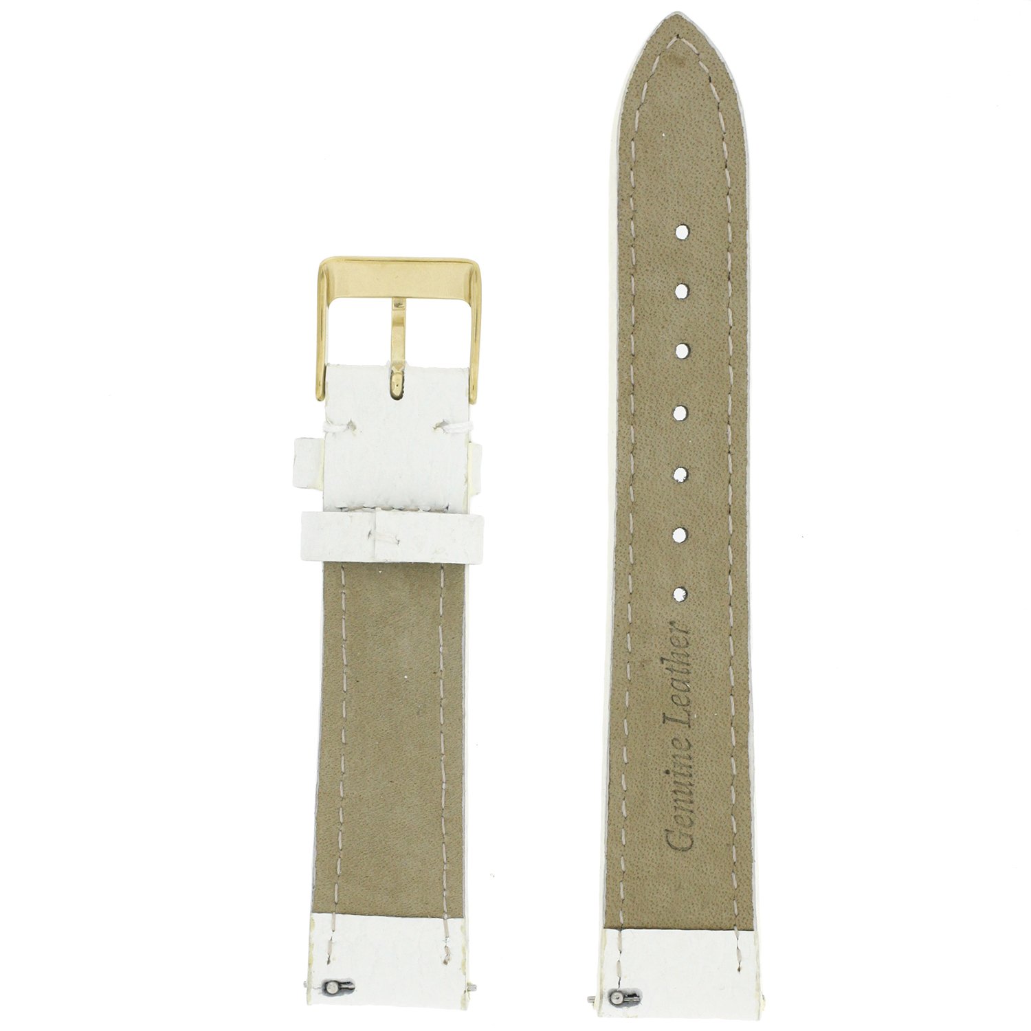 Tech Swiss Watch Band Genuine Leather White Quick Release Built-in Pins 12 millimeters