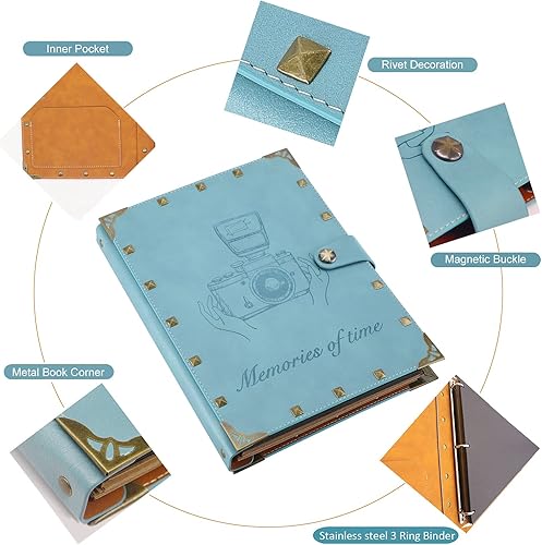 Miniatura 9 de ZEEYUAN Álbum de recortes de cuero para el día de la madre, álbum de recortes morado, regalo para mamá, abuela, parejas, libro de recuerdos de