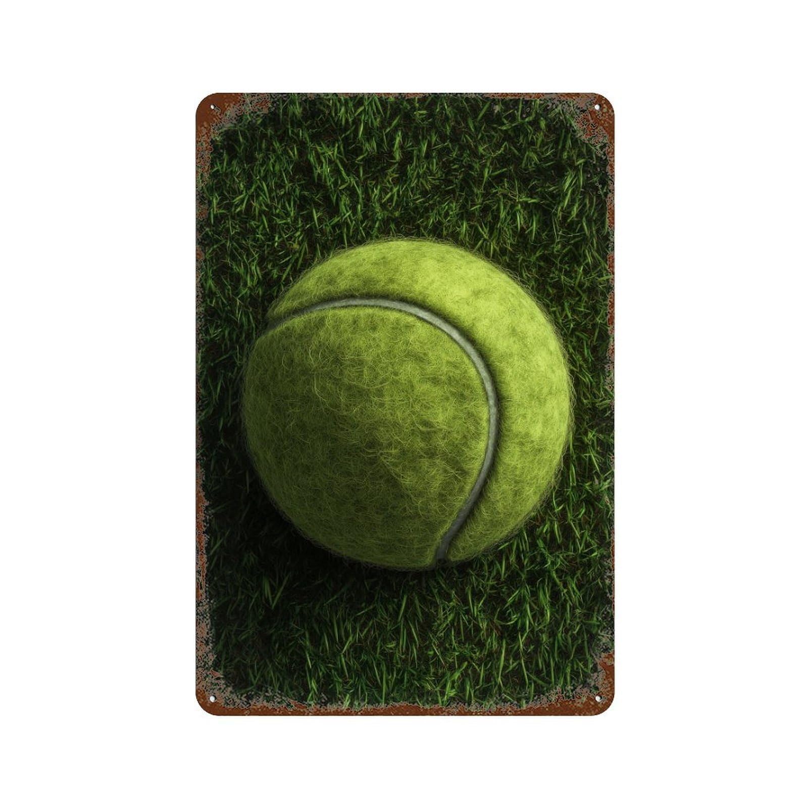 Tennis Ball on Grass Field 11.8"x7.9" Decorative Tin Sign, Farmhouse Wall Decor for Farmhouse, Kitchen And Entryway Decor