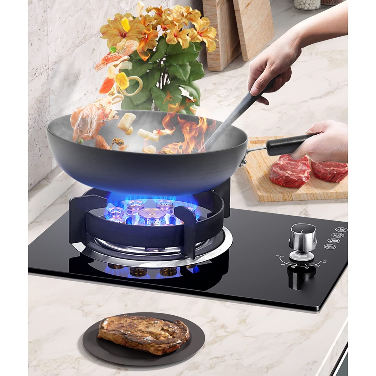 Fornello A Gas Da Esterno 9KW - Piano Cottura Vetro Temperato | Per Campeggio, Casa E Camper | Doppia Alimentazione GPL/metano - Foto 3