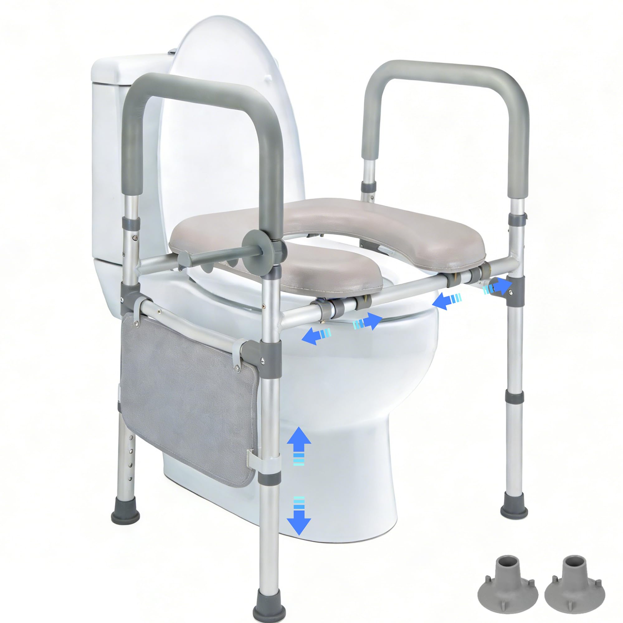 Toilettensitzerhöhung mit Armlehnen,181kg,für Senioren,Grau