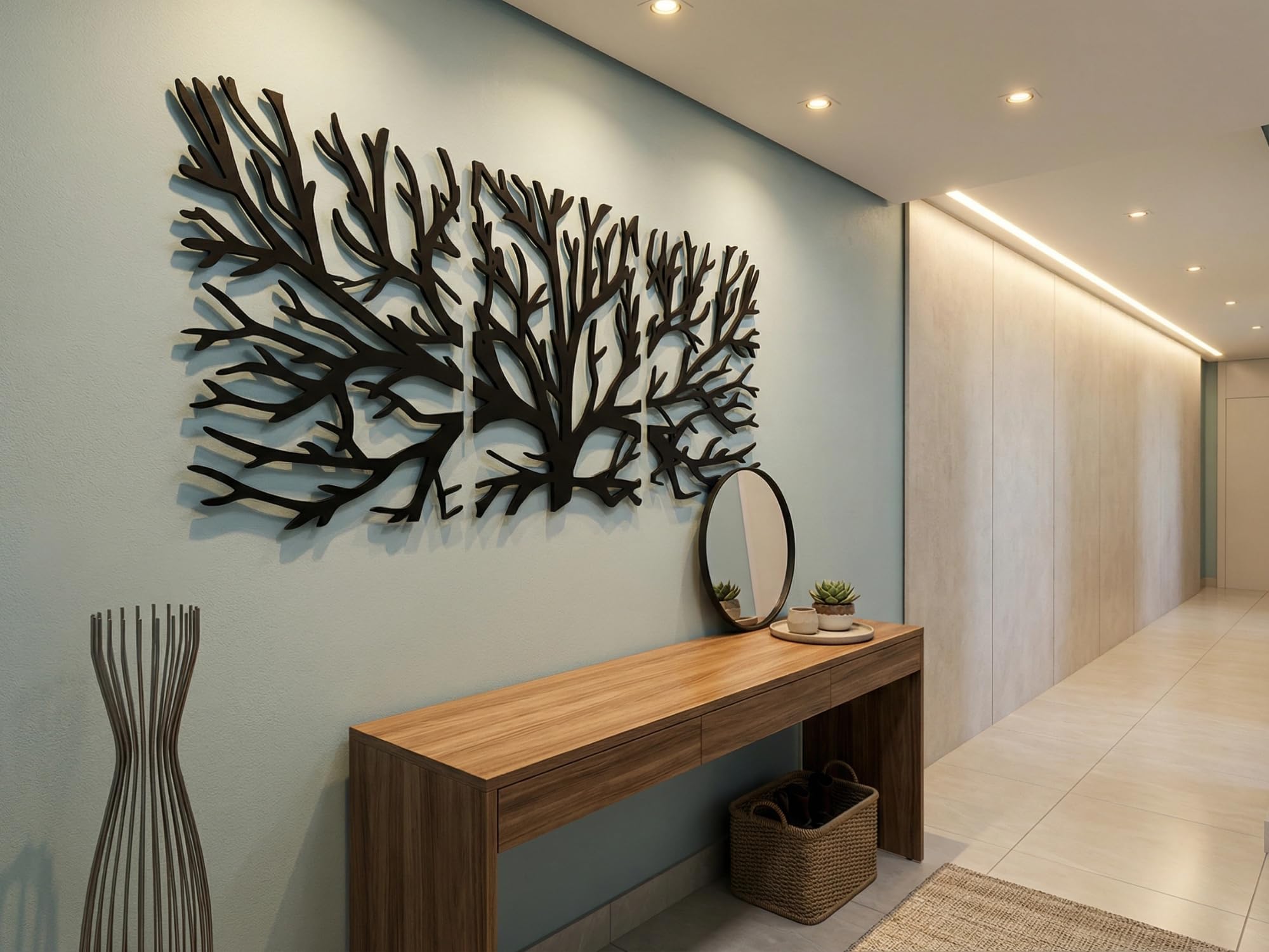 VAILLA Lebensbaum Wanddeko 3D aus Holz – Wohnzimmer, Büro, Flur