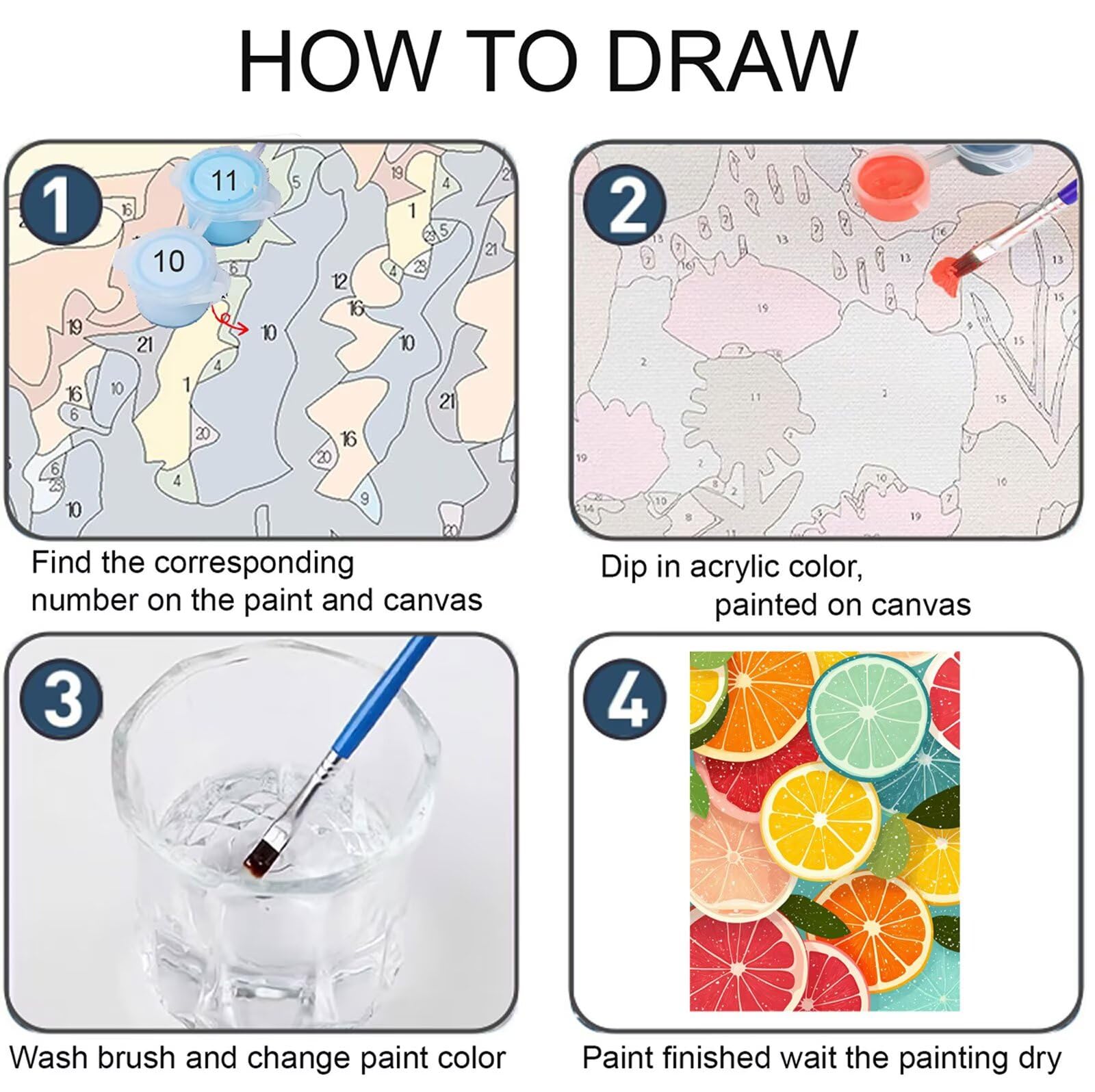 Malowanie według liczb, dla dzieci od 10, kolorowe, malowanie według liczb, dla dorosłych, duże, 60 x 90 cm, cytryna, malowanie według liczb, farby akrylowe, "zrób to sam", obraz olejny na płótnie