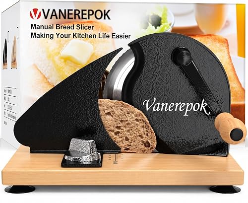 vanerepok Manual Bread Slicer Adjustable Thickness for Homemade Sourdough
