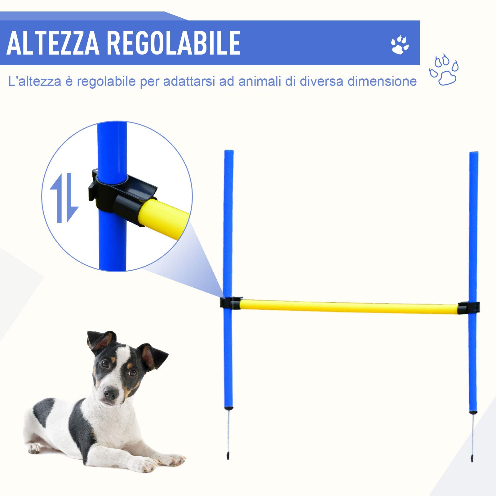 PawHut Agility Dog Training Set Tunnel Slalom Ostacolo Sacca Trasporto Giallo Blu