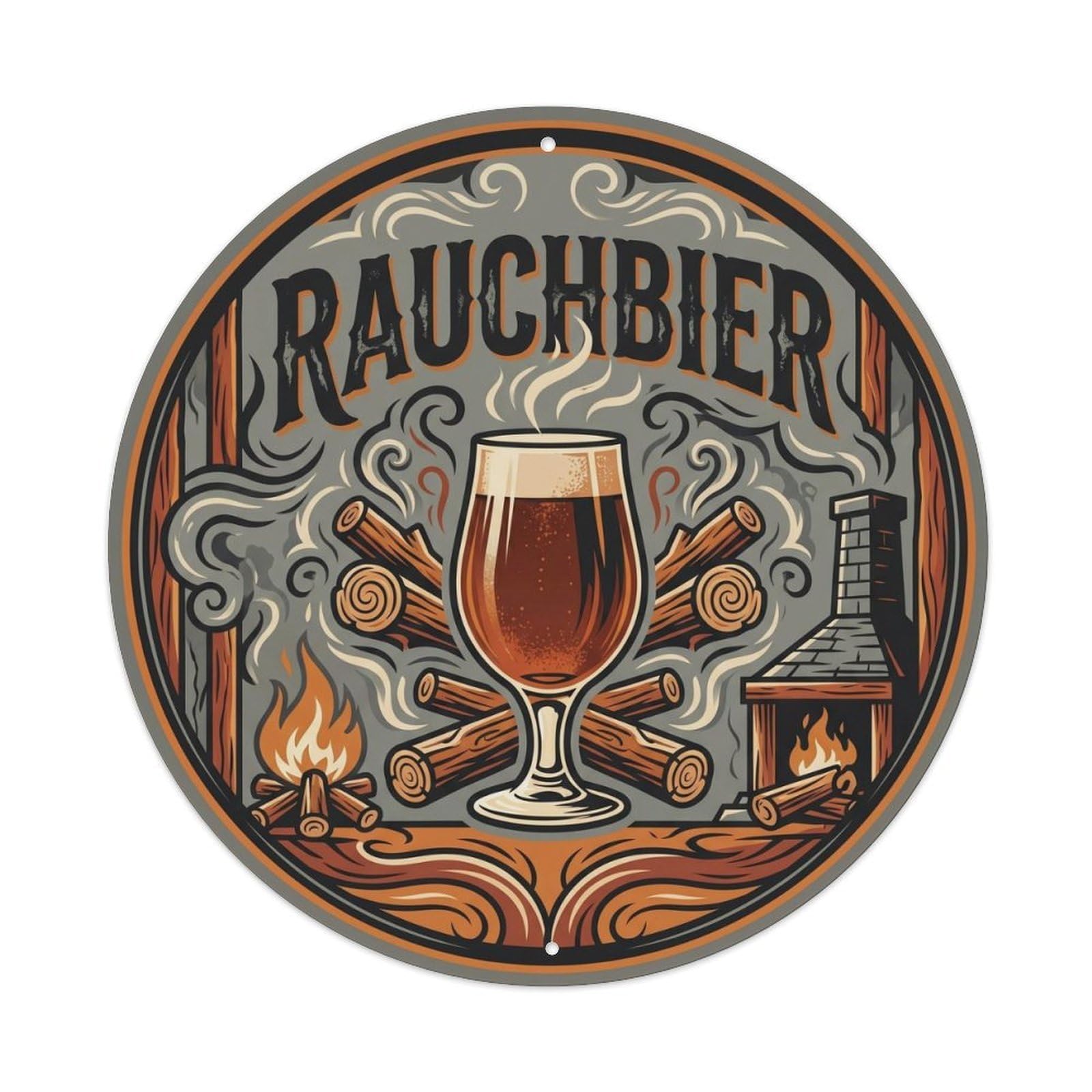 Vintage German Rauchbier Smoked Beer Keg Tap Craft Brew Metal Tin Sign