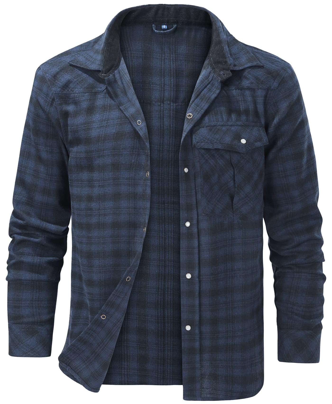 AIEOE Hombre Camisa de Cuadros Mangas Largas Hombres Camisas Casual Franela Vintage con Botones A Presión De Perla Chicos para Primavera Otoño Invierno - S-XXL