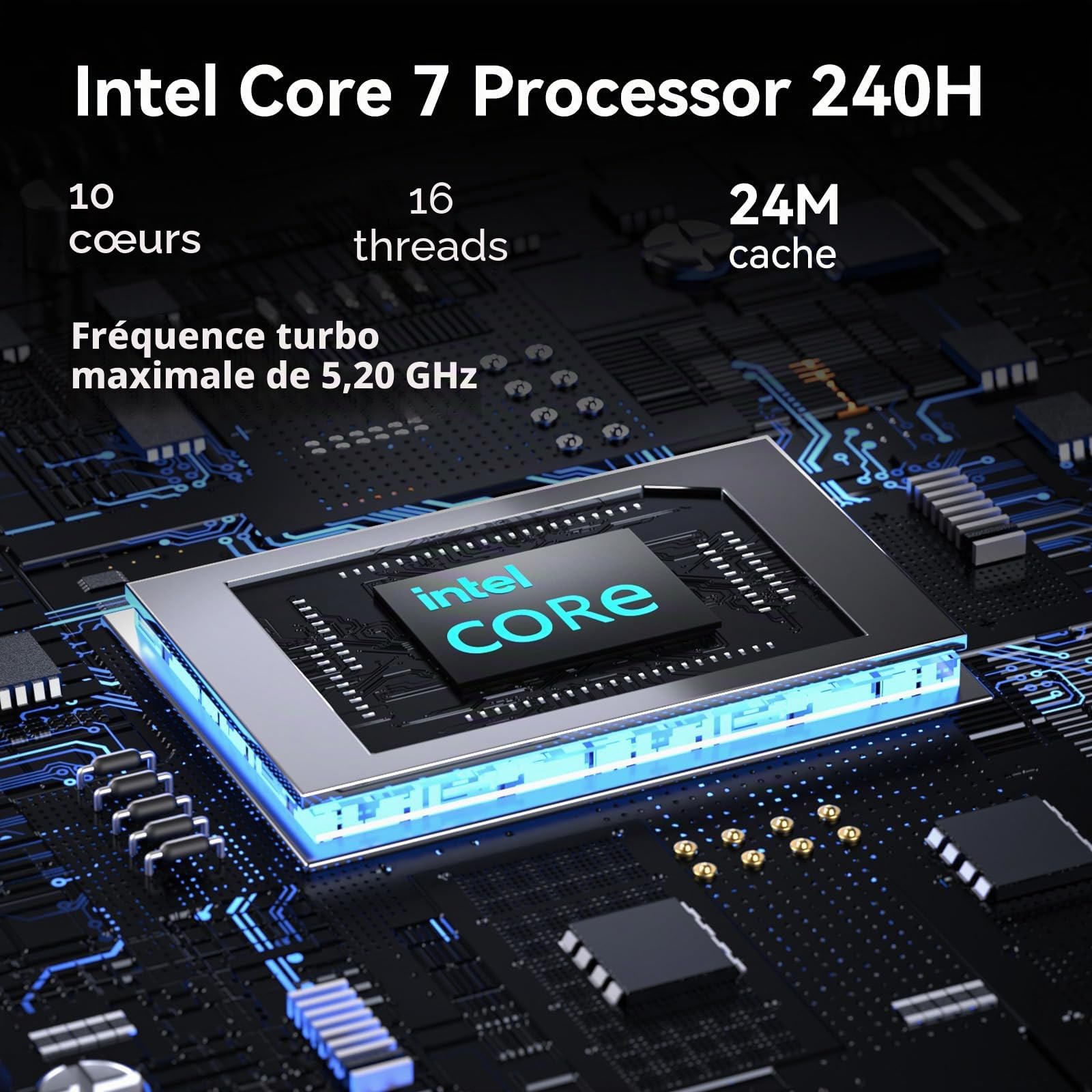 Intel NUC 15 Pro, pour ASUS NUC 15 Pro Mini PC – Core 7 240H, 32GB RAM & 1TB SSD, Win 11 Pro, Wi-FI 7 (Gig+) et BT 5.4 | Ordinateur Pro pour éducation, Bureau, Digital Signage, POS & PME