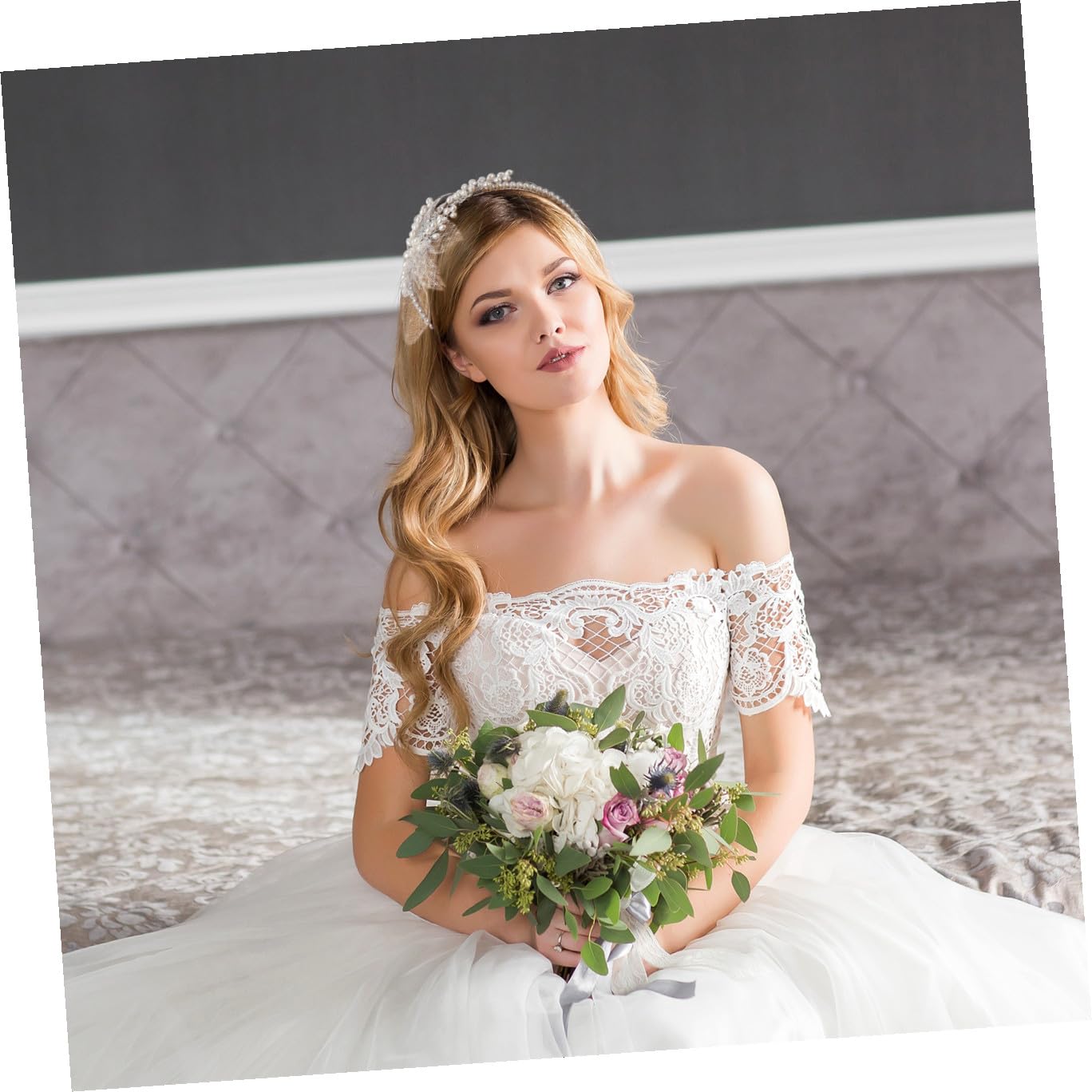 Diadema de Novia Perlas y Gemas de Imitación Color Marfil | Aleación Ligera, Estilo Elegante para Boda y Fiestas, para Novias y Mujeres