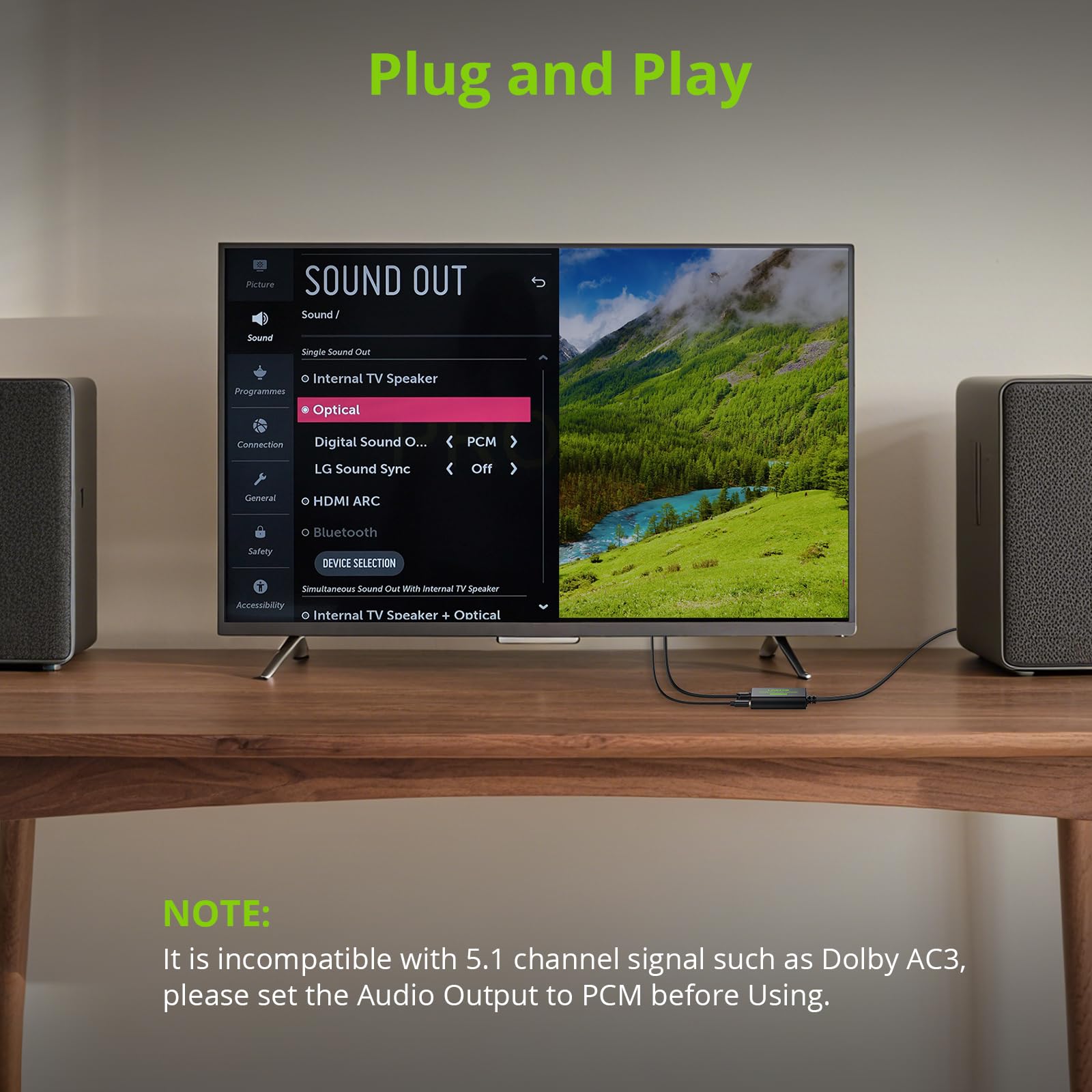LiNKFOR 192 KHZ DAC Przetwornik z 1m kablem optycznym Konwerter z optycznego na RCA 3,5 mm Wbudowany układ wzmacniacza audio Przetwornik audio optyczny analogowy 3,5 mm do HDTV Blu Ray HD DVD TV