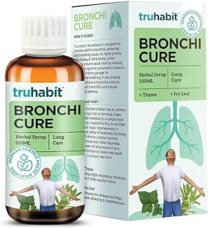 TruHabit Bronchicure Herbal Syrup – 100 ML | Supports Easy Breathing & Respiratory Wellness | Non-Drowsy Formula with Thyme & Ivy Leaf | Ayurvedic & German Science Blend | 100ml