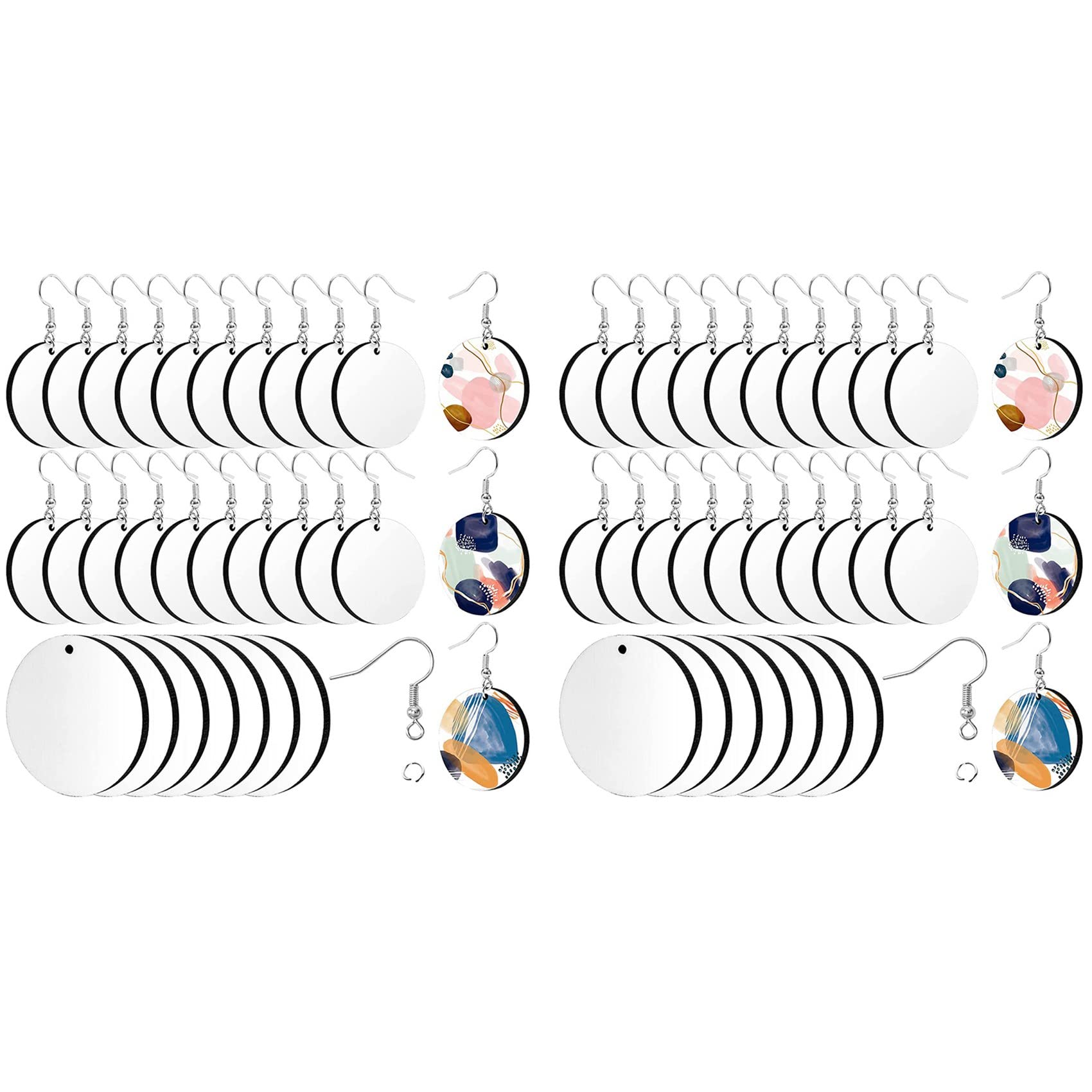 Hndhbfgrt 60Pcs Sublimation Blank Earrings Round MDF Board White Earrings Heat Transfer Earrings Unfinished for Jewelry DIY Making