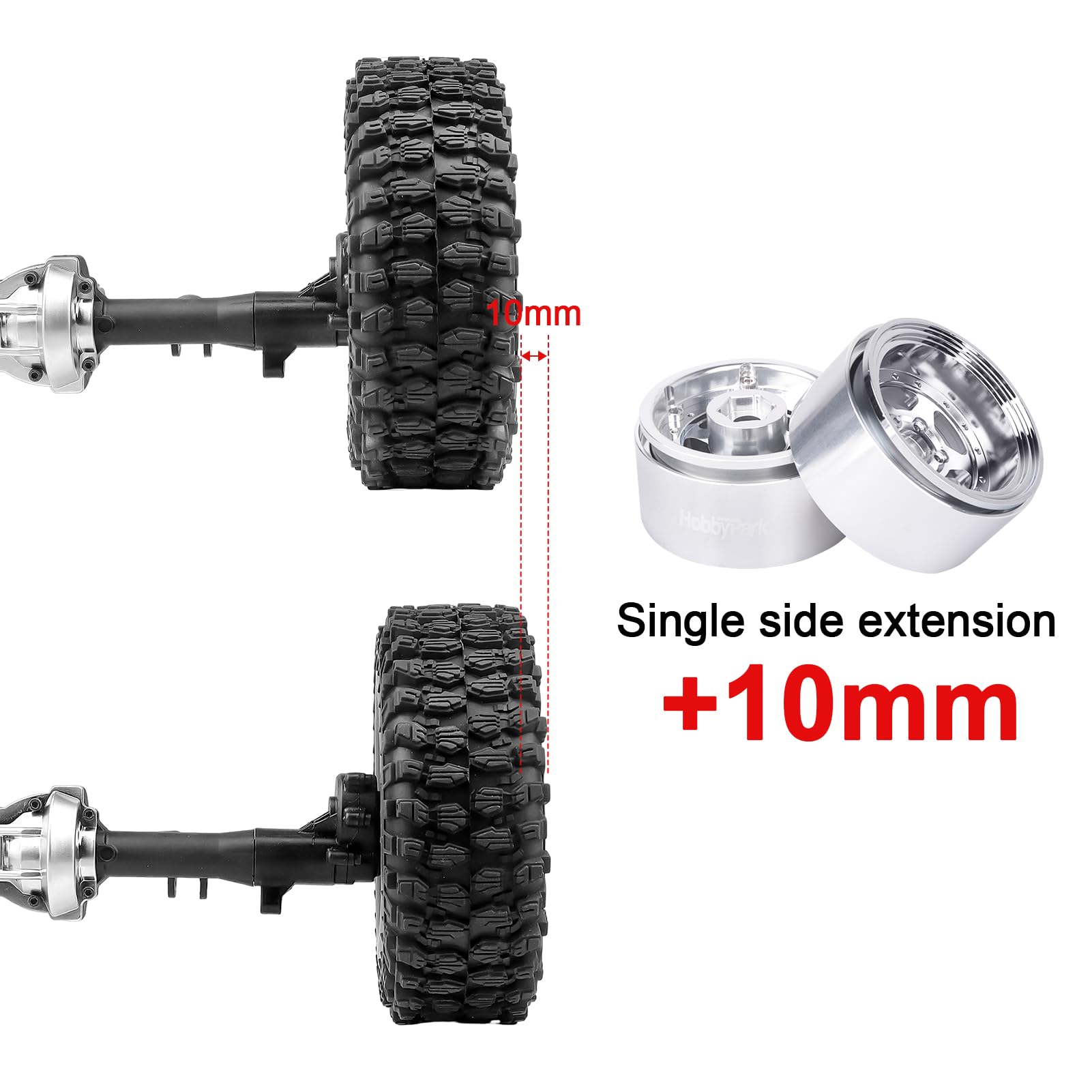 KEEDA Lot De 4 Jantes Beadlock Métal 1.9" Offset Négatif 10mm - Roues RC Crawler Pour SCX10 Pro TRX4 VS4-10 Gen8 TRX6 1/10 (Gris)