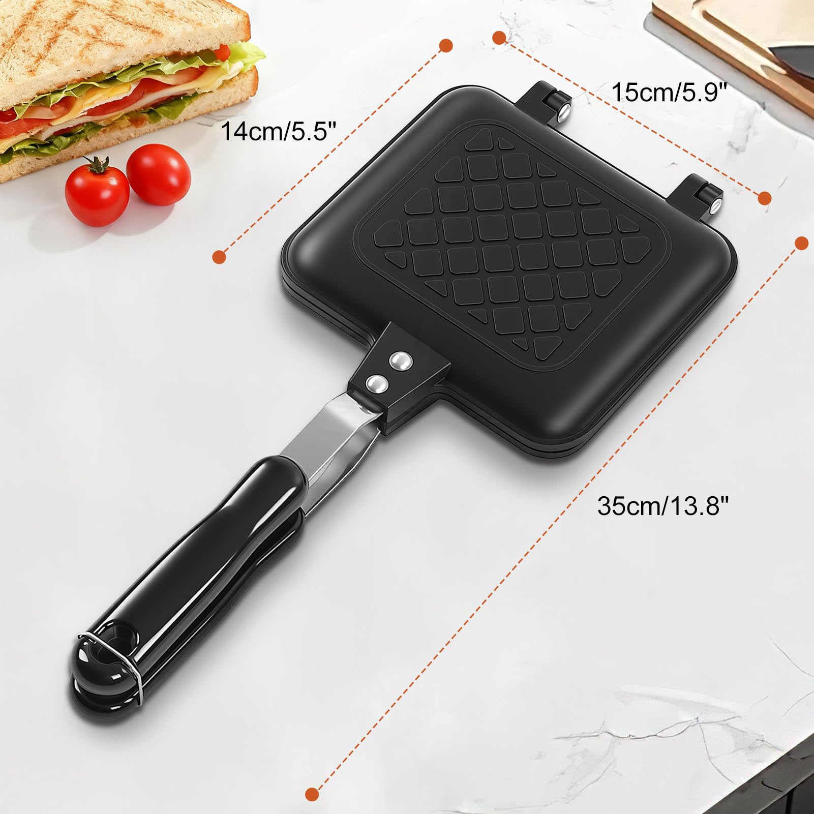 Maszyna do kanapek na gorąco dwustronna nieprzywierająca patelnia do Panini na śniadanie płaskie dno