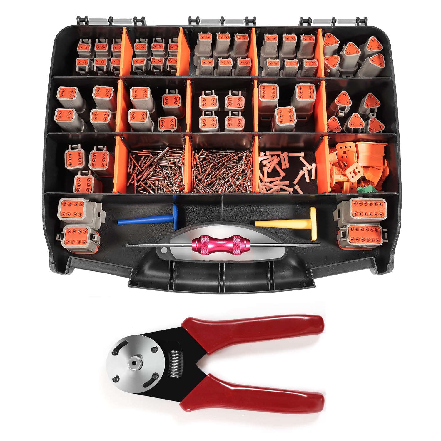 366PCS 28Kits DT Connector Kit, 2 3 4 6 8 12 Pin DT Connectors, DT Crimping Tool, Terminal Removal Tool, Waterproof Automotive Electrical Wire