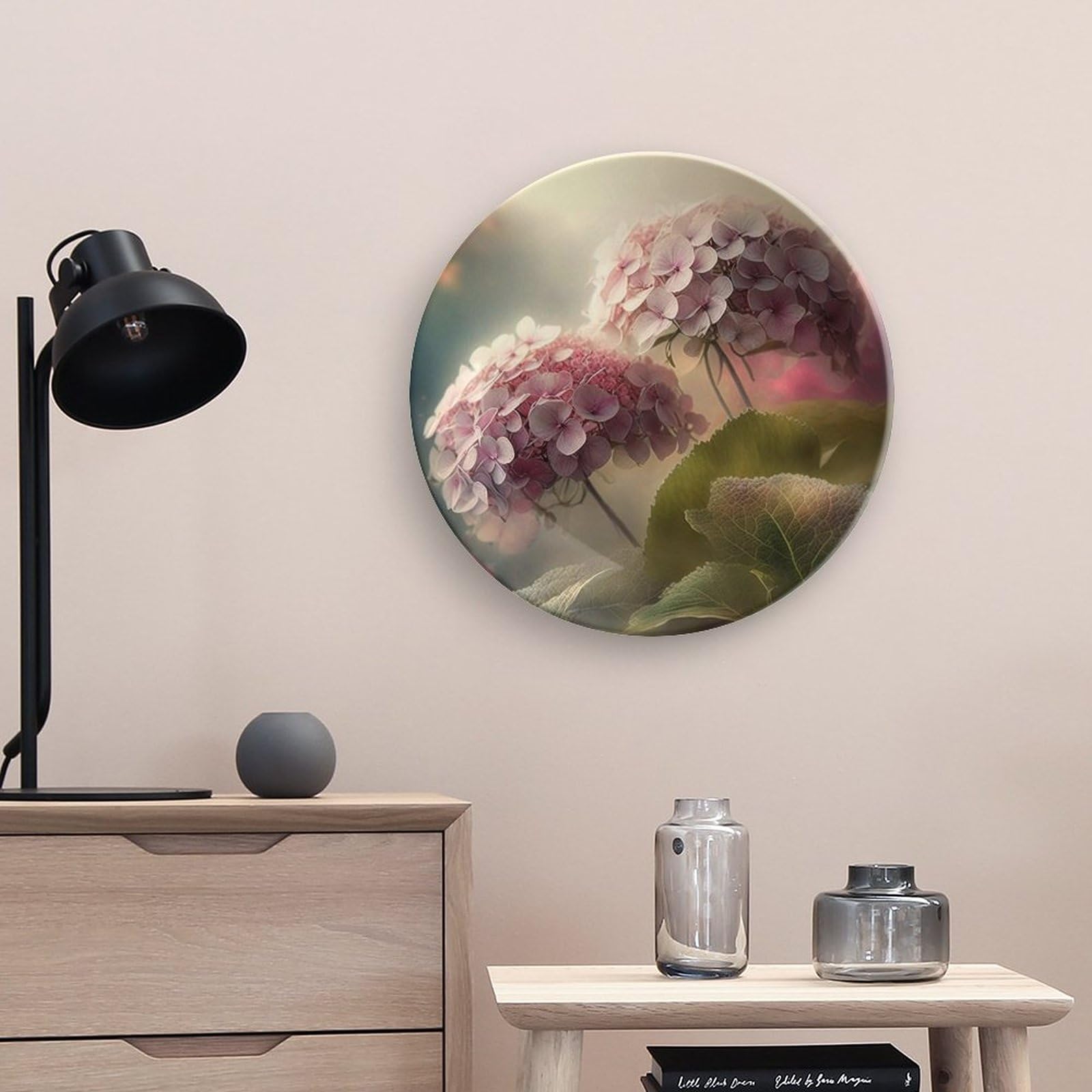 Piatti decorativi in ceramica con ortensia fiore per parete soggiorno sala da pranzo