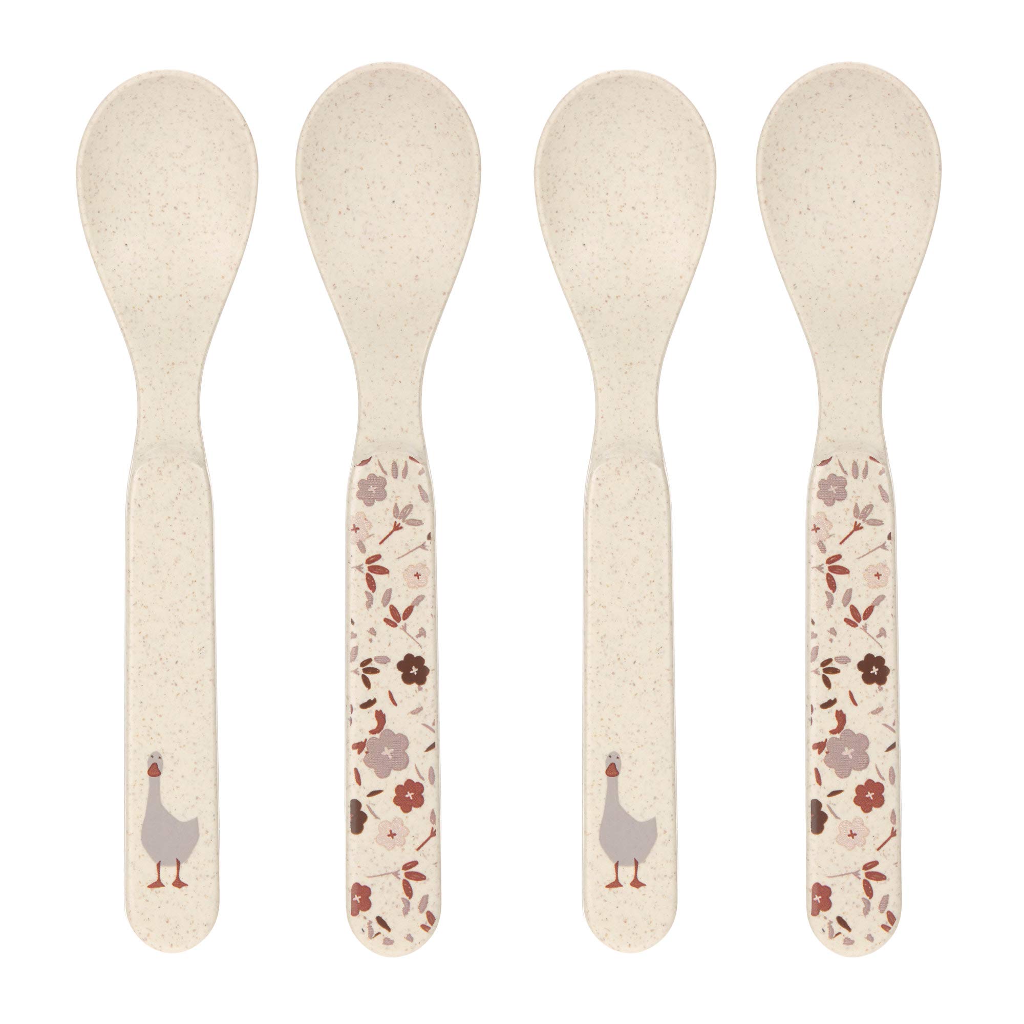 LÄSSIG Children spoon set (4 pcs.) Children's cutlery/Spoon Set PP/Cellulose Tiny Farmer Sheep/Goose nature