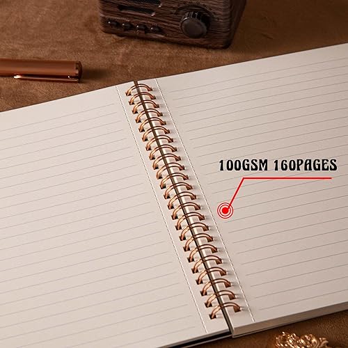Miniatura 5 de MGGAO Paquete de 5 cuadernos en espiral, 8.5 x 5.7 pulgadas, diario en espiral con rayas universitarias, 80 hojas160 páginas, doble bolsillo,