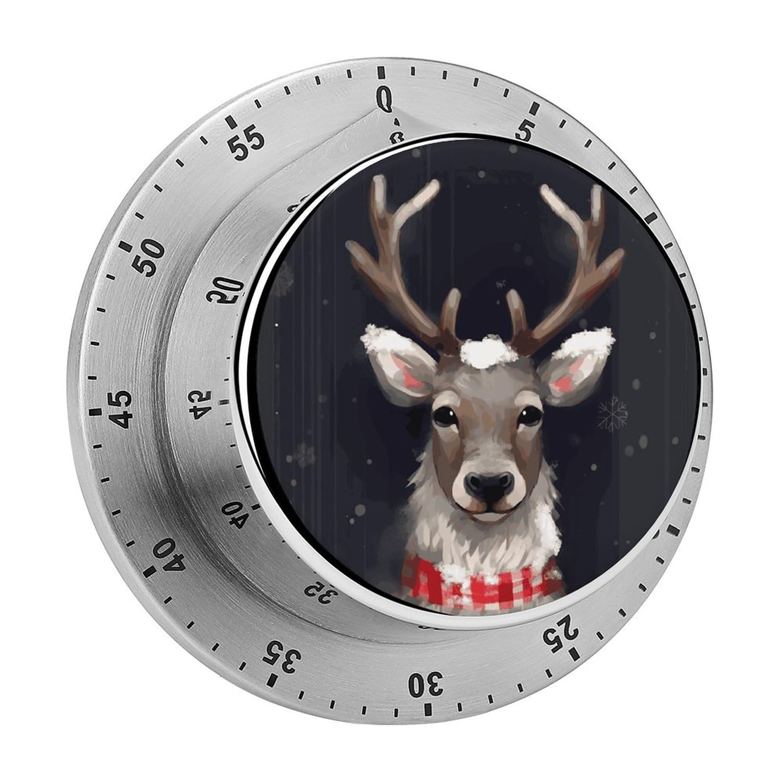Reindeer Timer Loud Mechanical Timer Stainless Steel 60-Minute Kitchen Timers Waterproof Chef Cooking Timers Sport Countdown Clock Portable Countdown Alarm Adult
