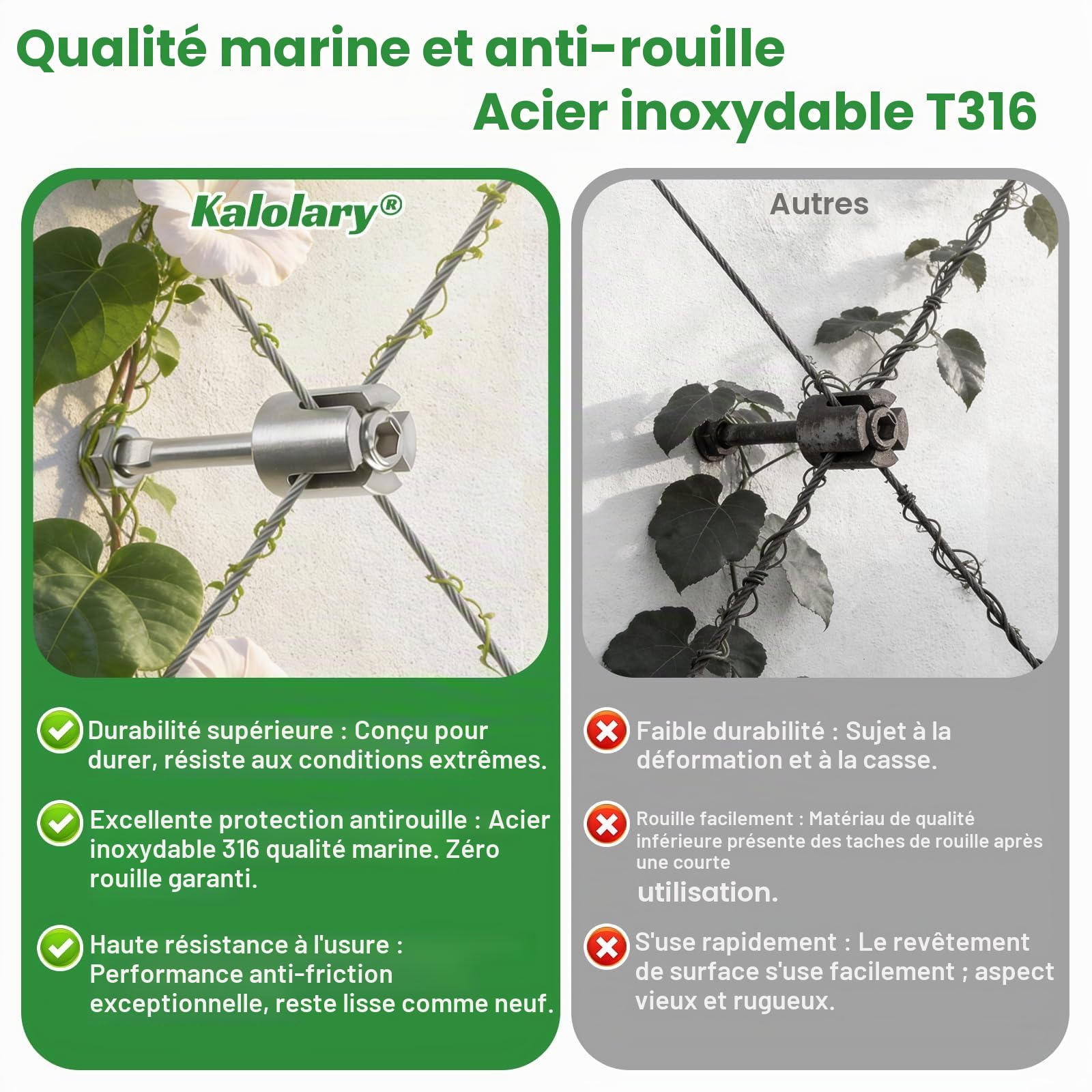 Kalolary 12 pièces T316 Kit Treillis Métallique pour Jardin