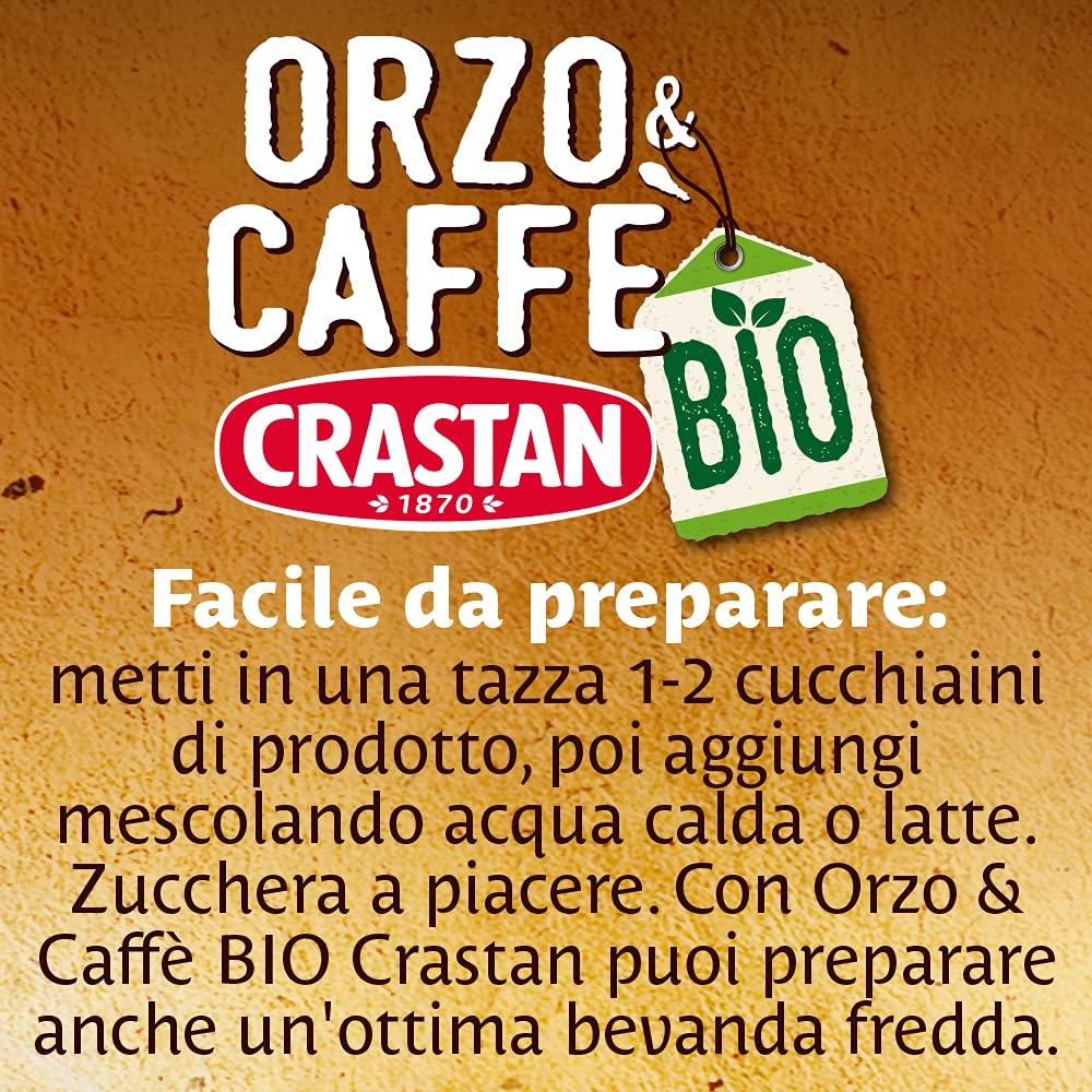 Crastan Solubile - Orzo & Caffè da agricoltura biologica - 6 Barattoli da 120g [tot. 720g] (Confezione da 2)
