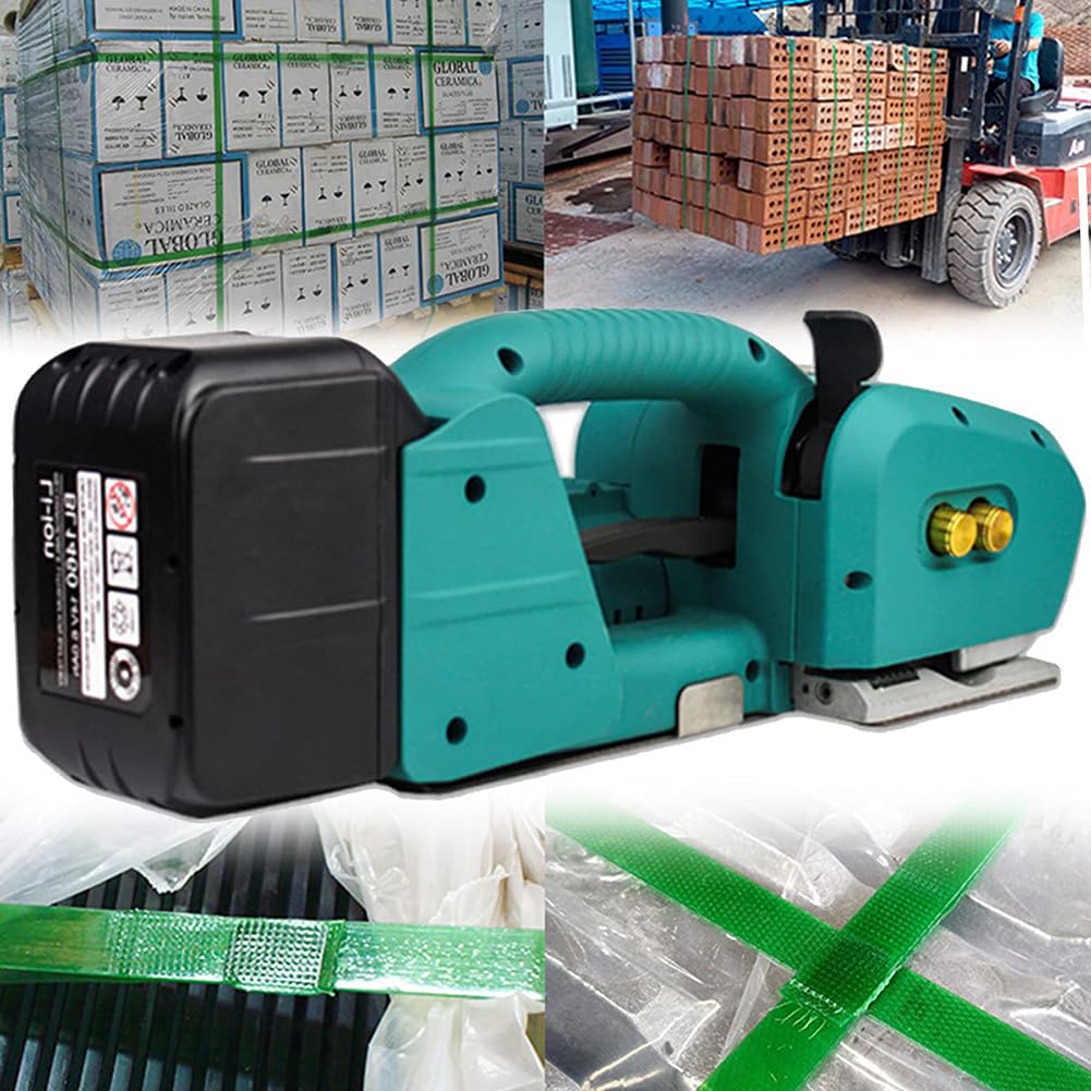 Hand-held Automatic Hot Melting Strapping Banding Machine, Portable Electric Strapper 6000MAh Battery Powered, 9-16mm Strap Width Banding Strap Tension Tool for PP/PET