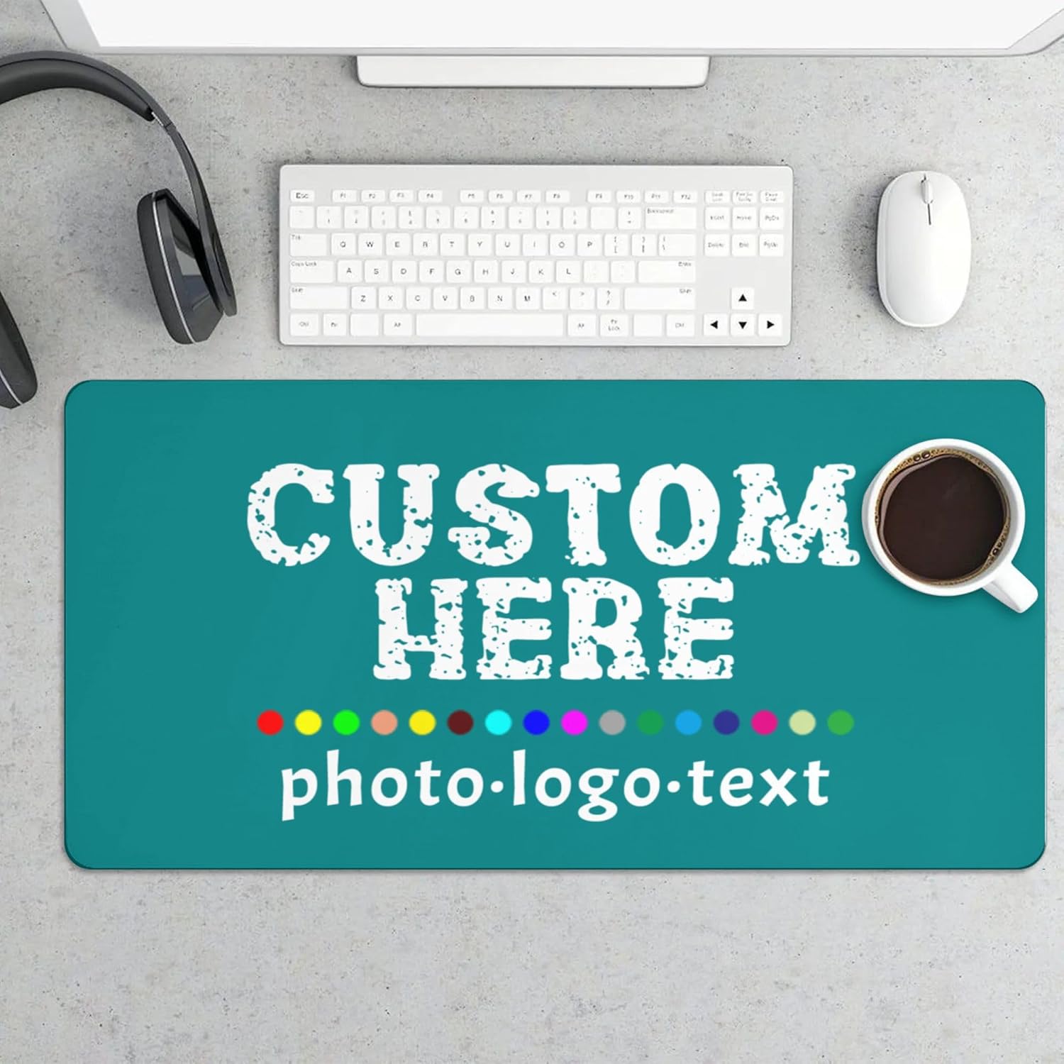 Custom Mousepad Personalized Image Text Logo Laptop Desk Mat Customized Non-Slip Waterproof Office Desk Accessories for Women/Men Customized Funny/Cool Light Turquoise Mousepads 40 cm×90 cm