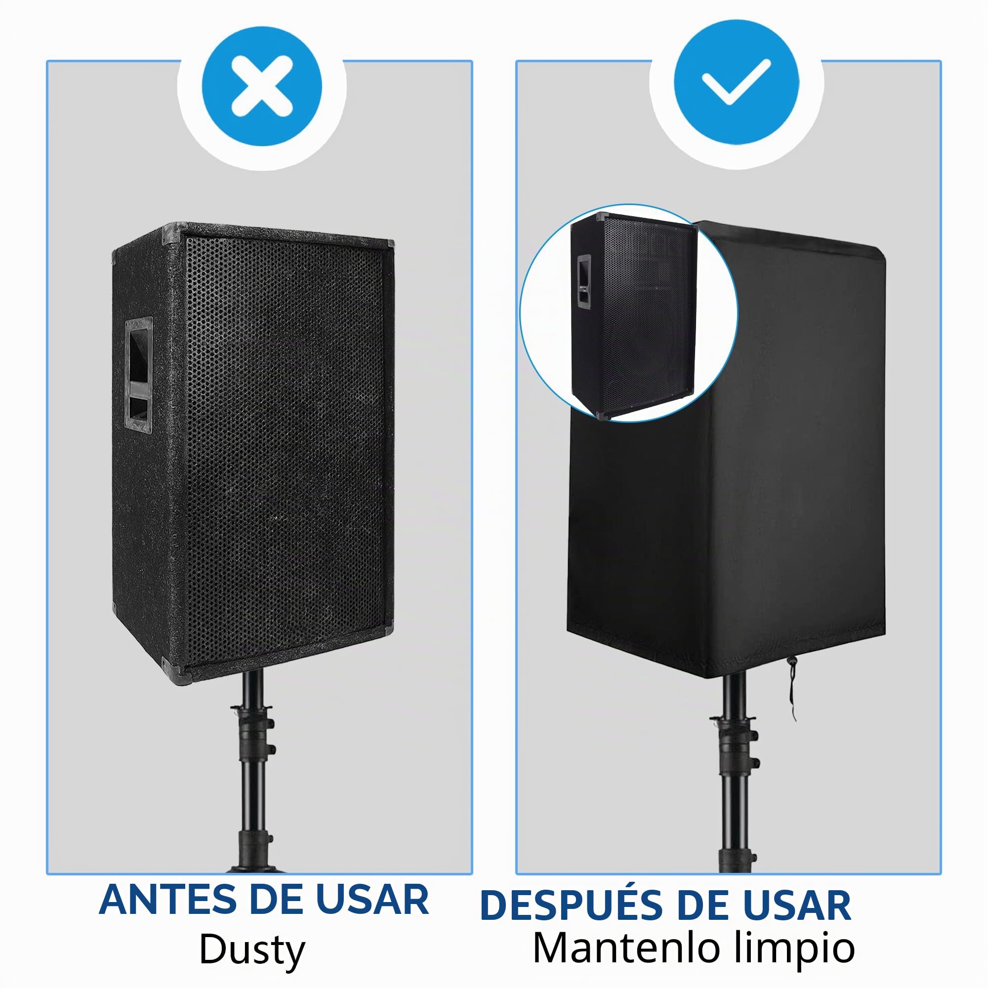 Musiin Funda para altavoz de 12'' exterior, impermeable, a prueba de polvo y UV, de tela Oxford, diseño con cordón de ajuste en la parte inferior, adecuada para la protección de altavoces verticales