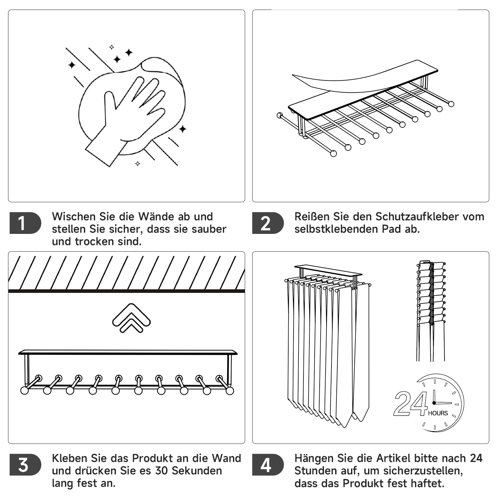 Porta cravatte da parete, Portacravatte da Armadio, Porta cravattine in metallo per armadio, Organizer per Cravatte da Uomo e Cinture autoadesivo per cravatte, cinture, sciarpe, accessori