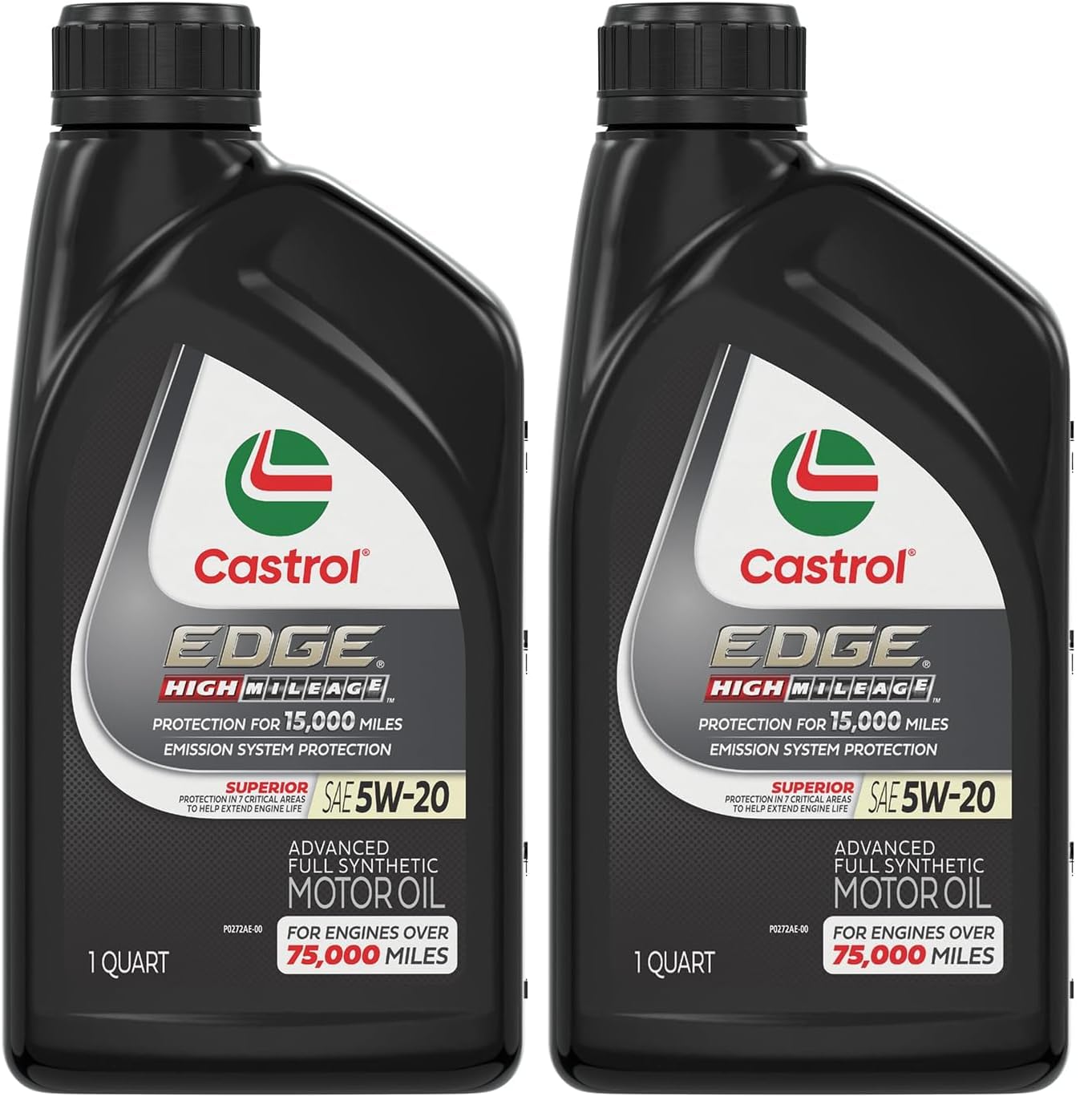 Castrol Edge High Mileage 5W-20 Advanced Full Synthetic Motor Oil, 1 Quart, Pack of 2