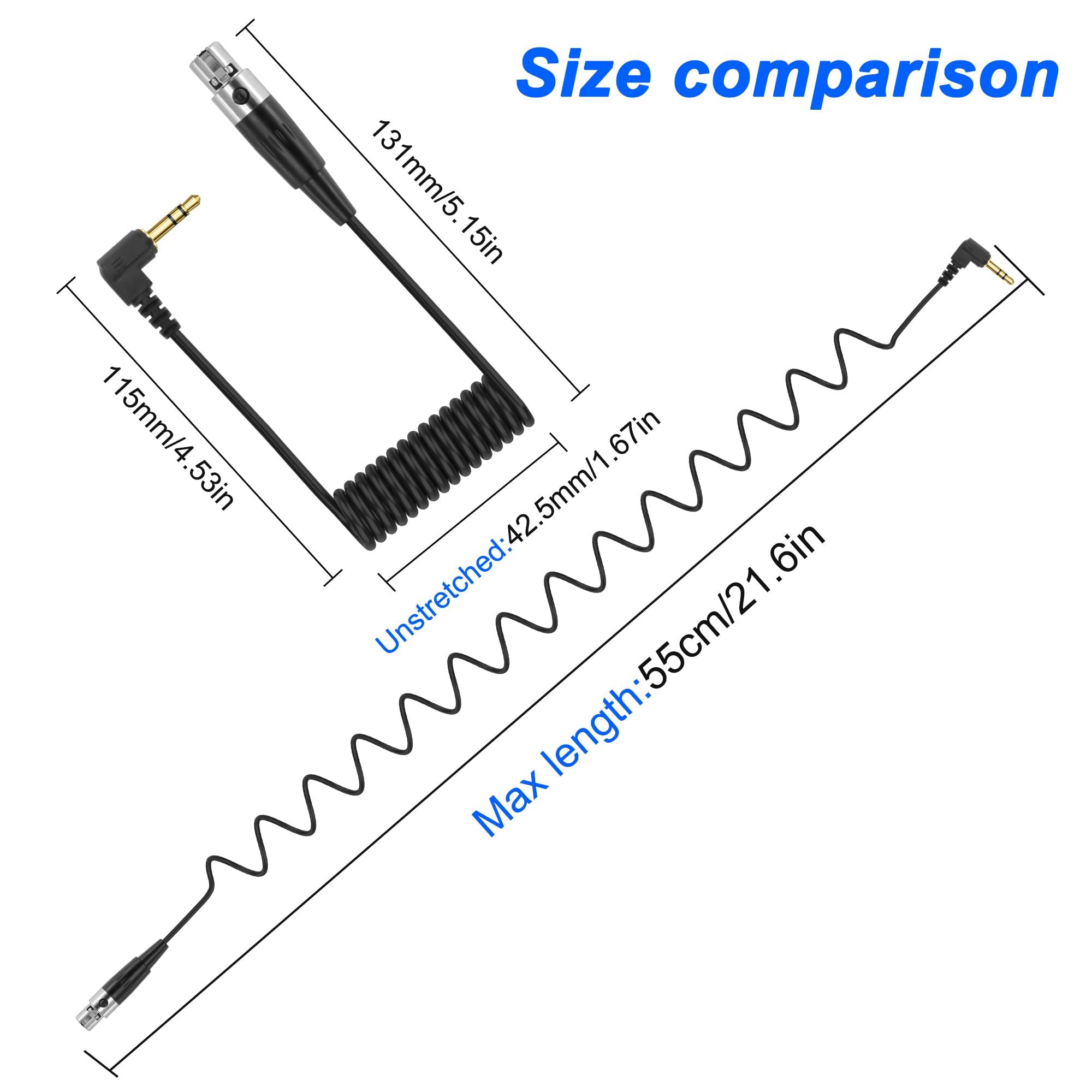 XMSJSIY Mini XLR to 3.5mm Stereo Audio Cable 90 Degree Right Angle 1/8" TRS to Mini XLR 4 Pin Female Headphone Spring Audio Coiled Cord for MP3 Players - Image 2