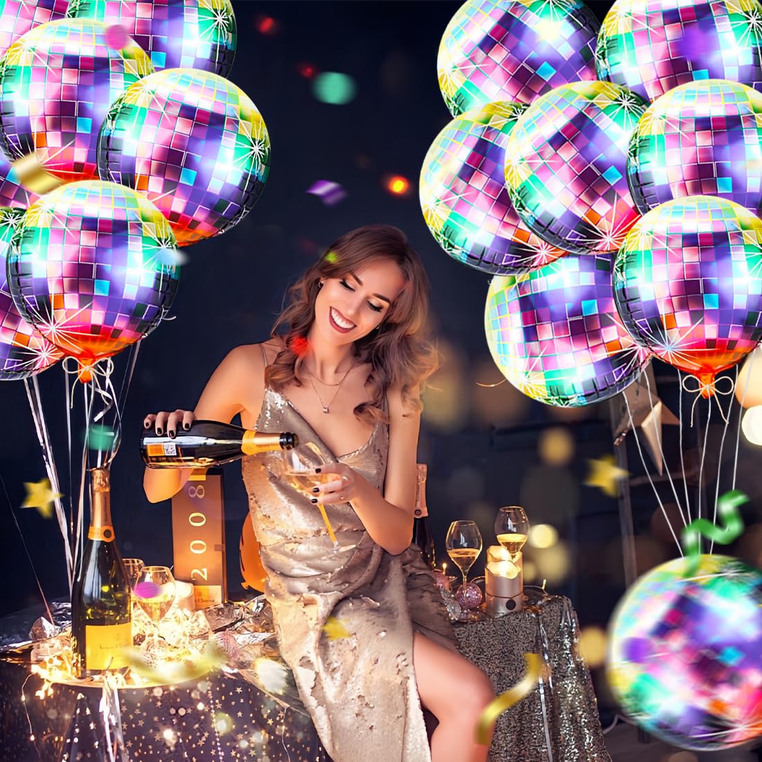 AXFEE Discokugel Folienballons 15 Stück - 4D Spiegel Design Für Perfekte Partystimmung